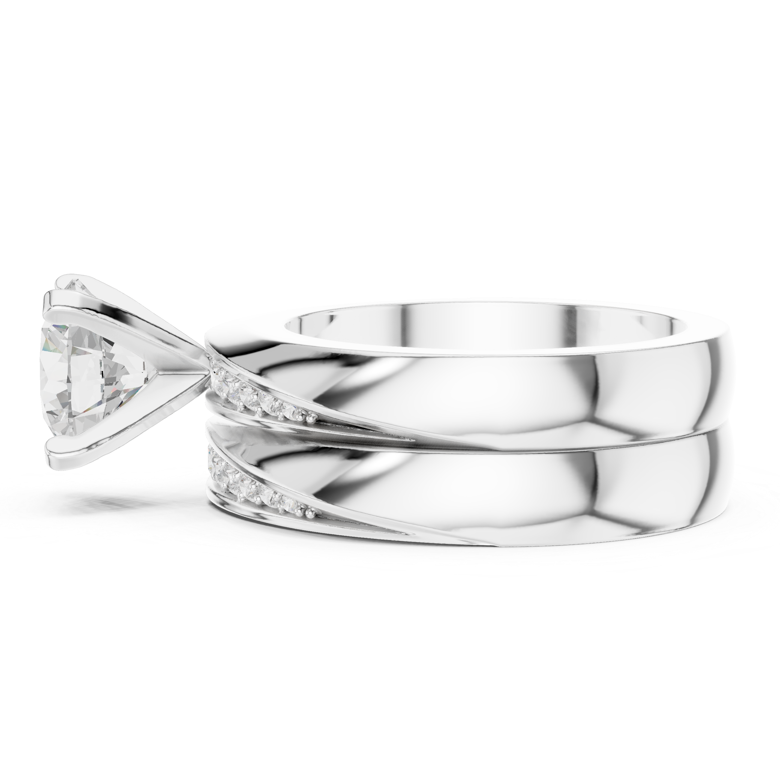 Round Cut Brilliant Moissanite VVS1 Eternity Engagement Ring