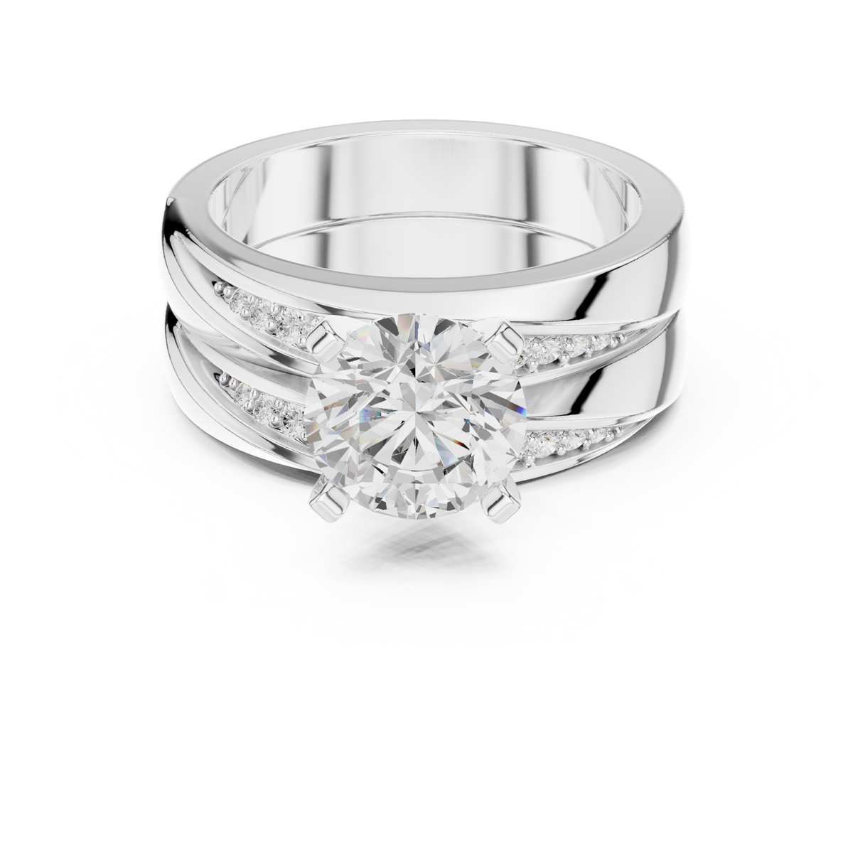 Round Cut Brilliant Moissanite VVS1 Eternity Engagement Ring