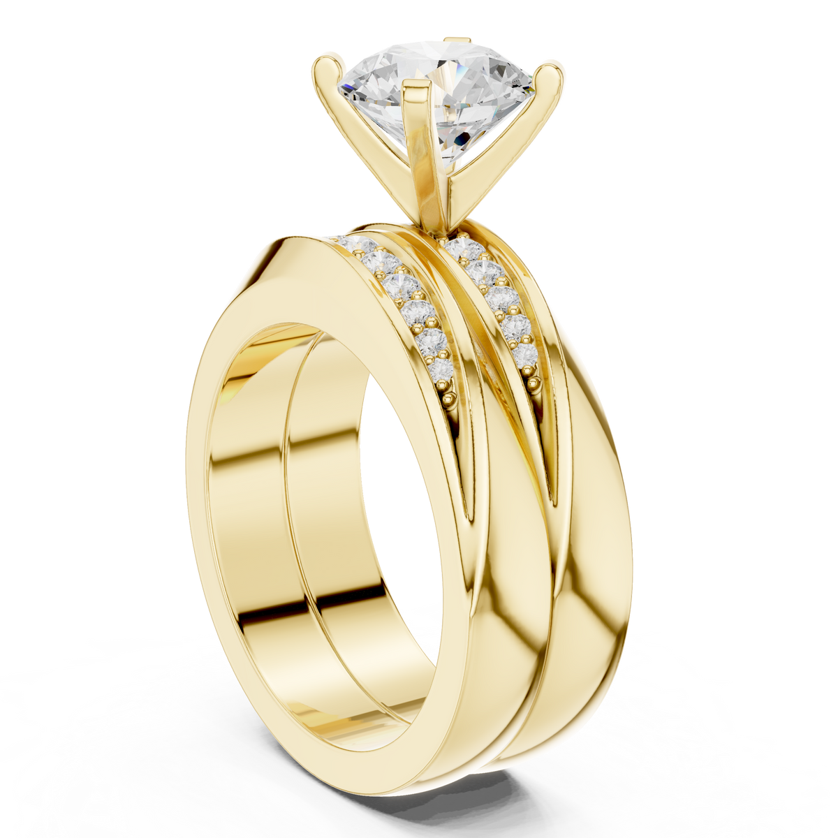 Round Cut Brilliant Moissanite VVS1 Eternity Engagement Ring