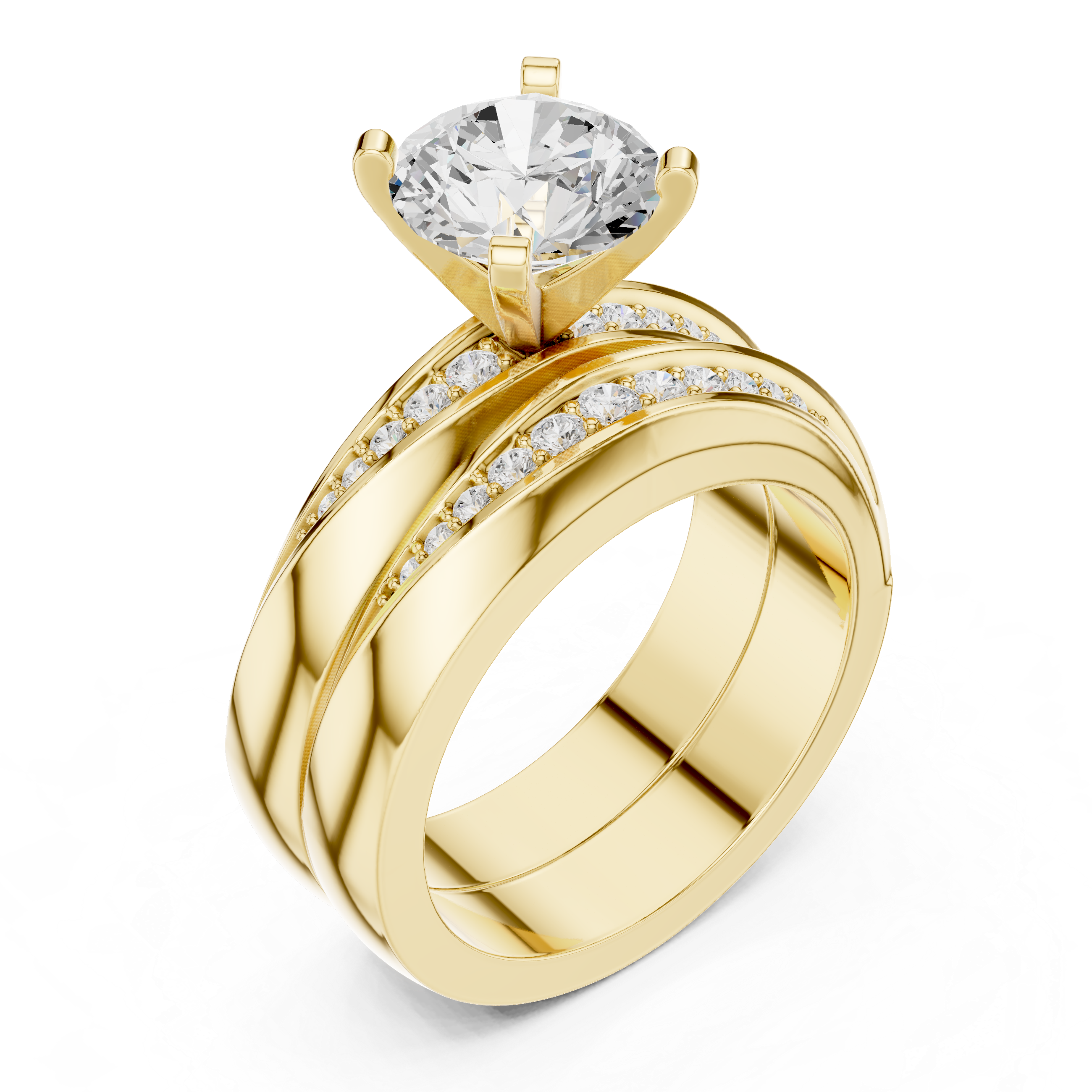 Round Cut Brilliant Moissanite VVS1 Eternity Engagement Ring