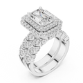 Emerald And Round Cut Brilliant Moissanite VVS1 Eternity Engagement Ring