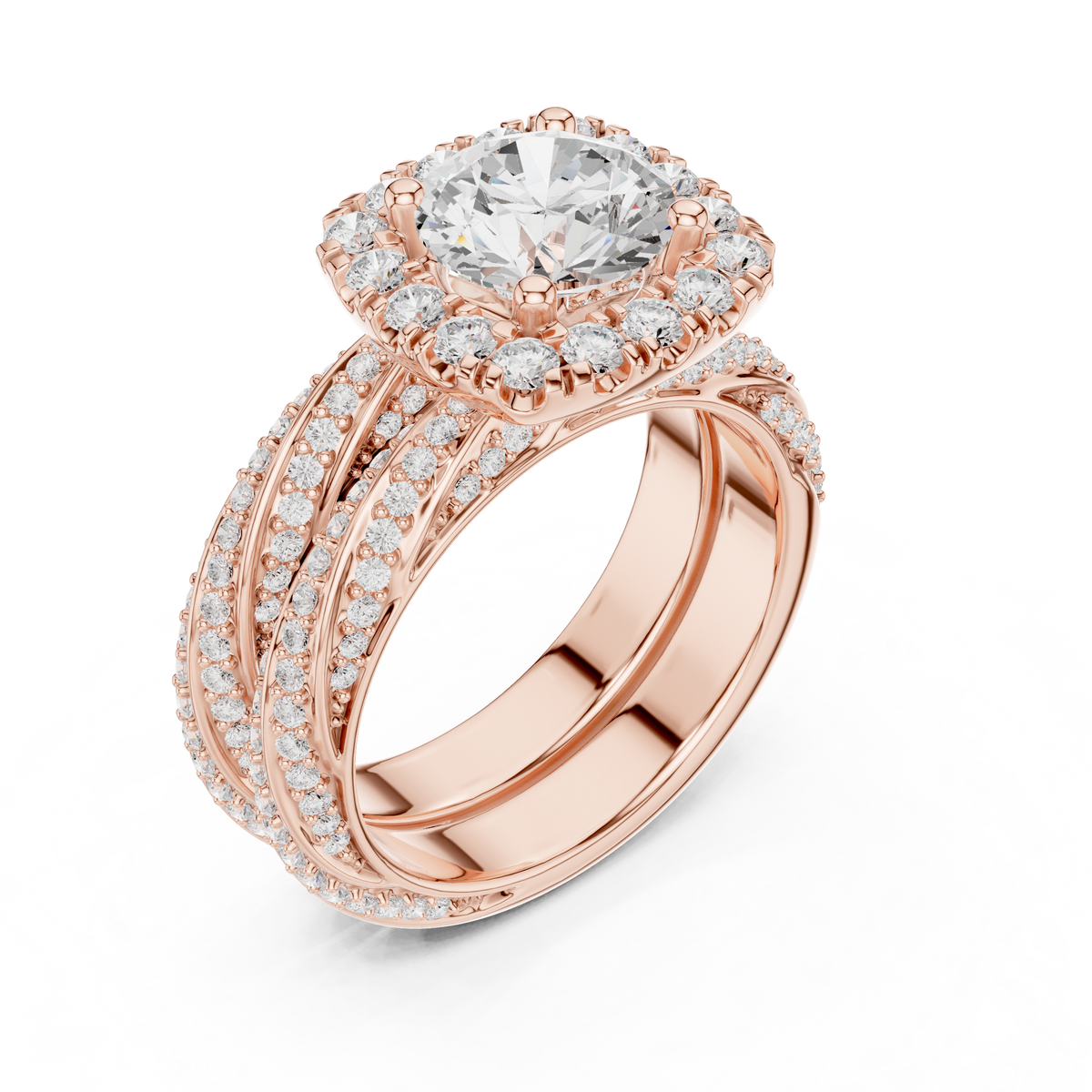 Round Cut Brilliant Moissanite VVS1 Eternity Engagement Ring