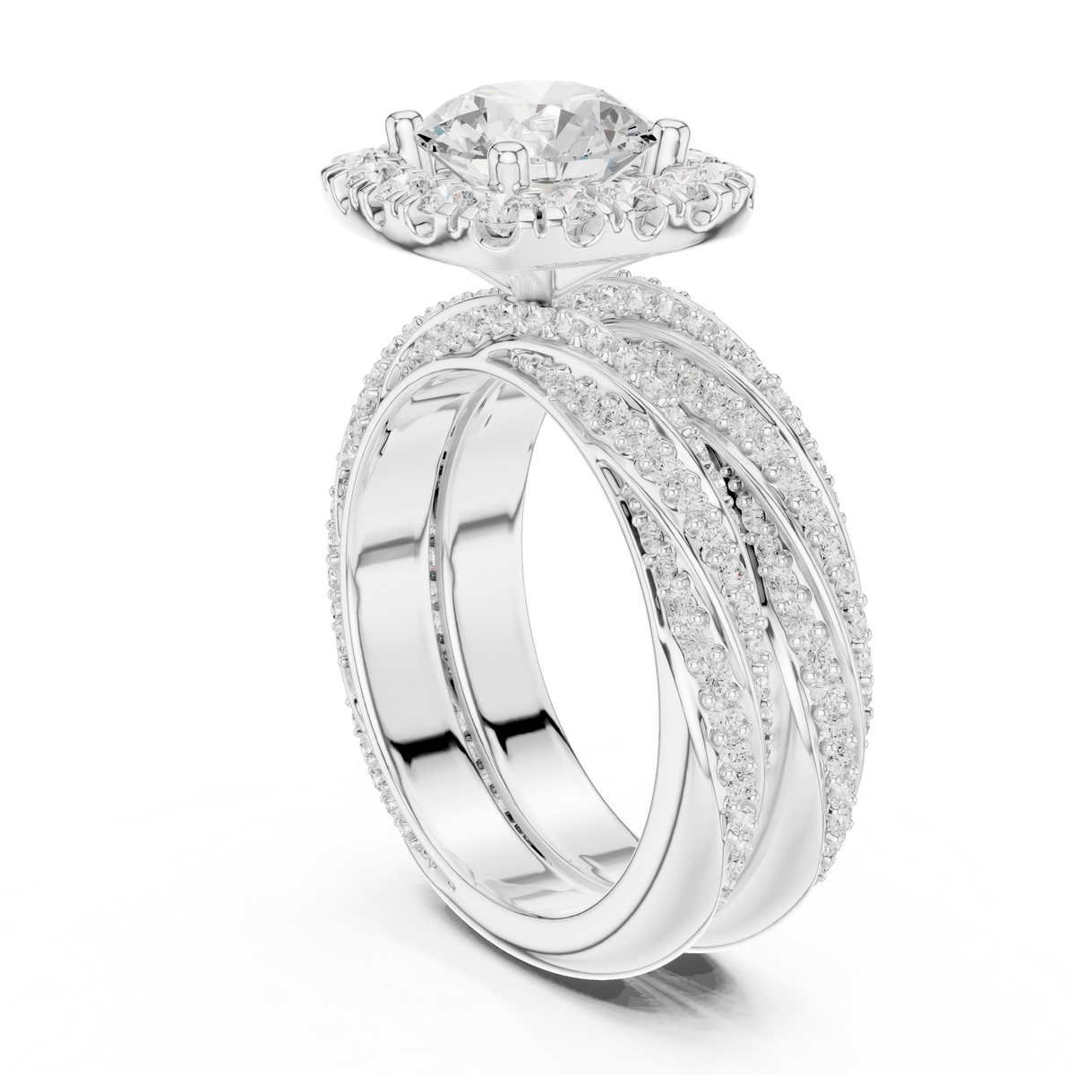 Round Cut Brilliant Moissanite VVS1 Eternity Engagement Ring