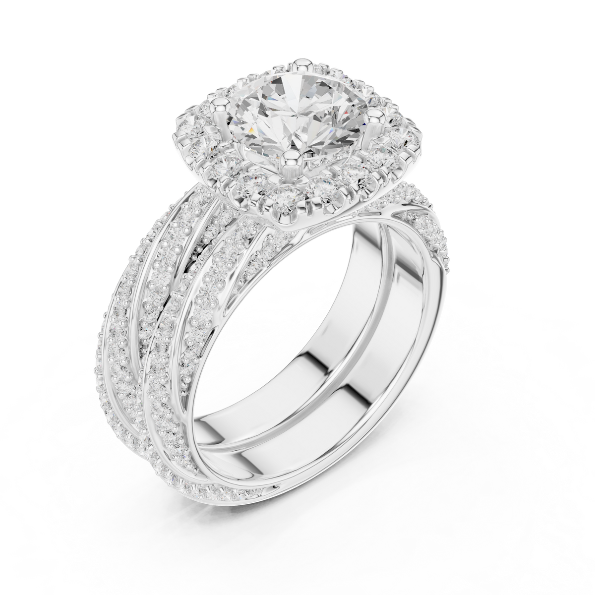 Round Cut Brilliant Moissanite VVS1 Eternity Engagement Ring