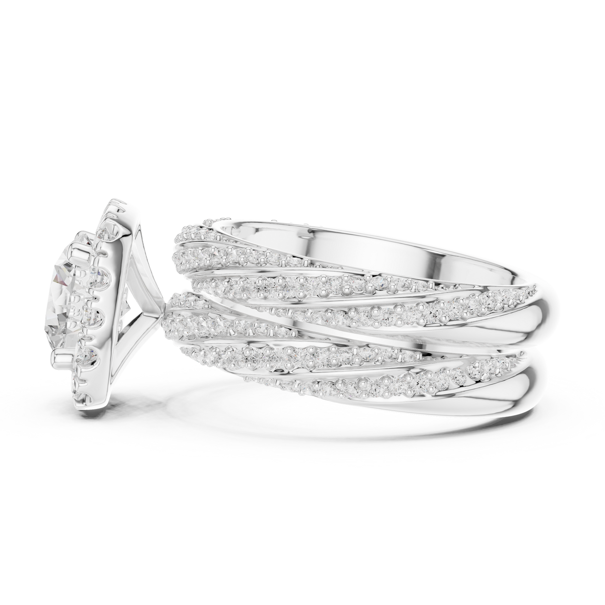 Round Cut Brilliant Moissanite VVS1 Eternity Engagement Ring