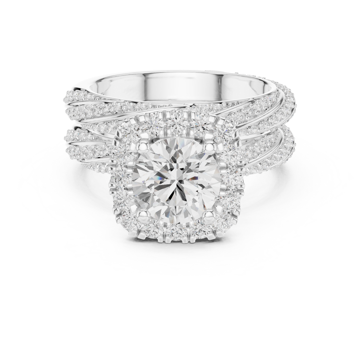Round Cut Brilliant Moissanite VVS1 Eternity Engagement Ring