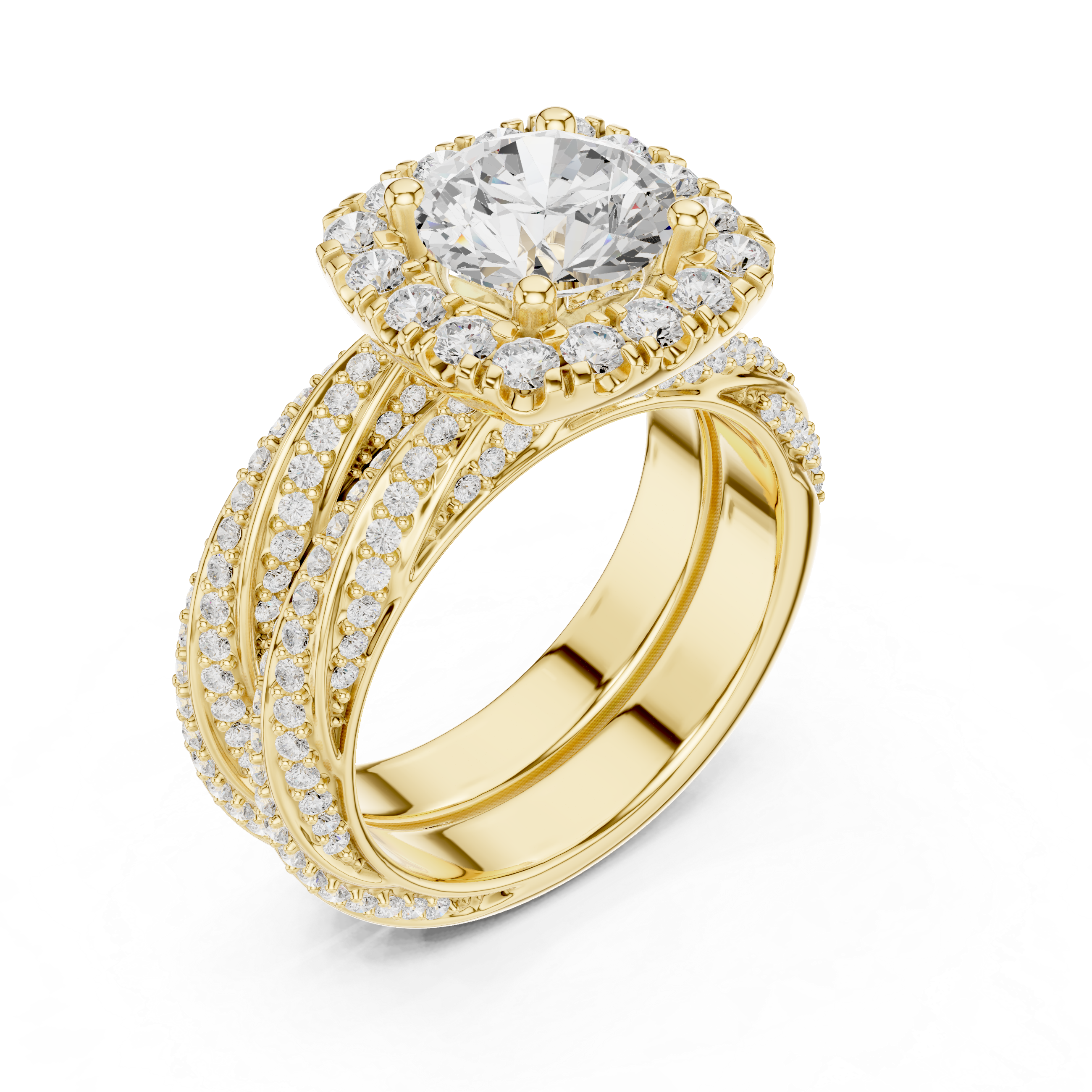 Round Cut Brilliant Moissanite VVS1 Eternity Engagement Ring