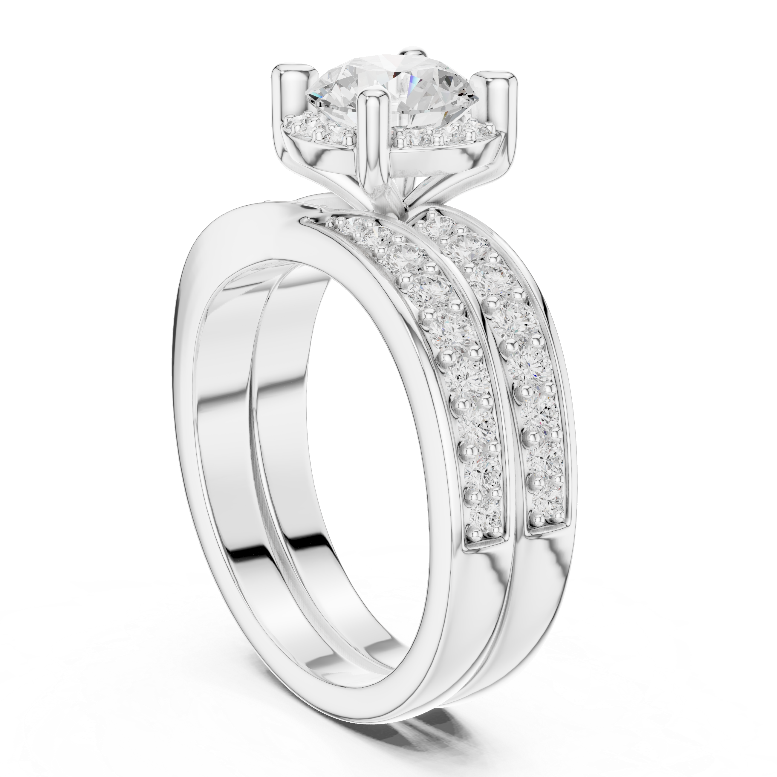 Round Cut Brilliant Moissanite VVS1 Eternity Engagement Ring
