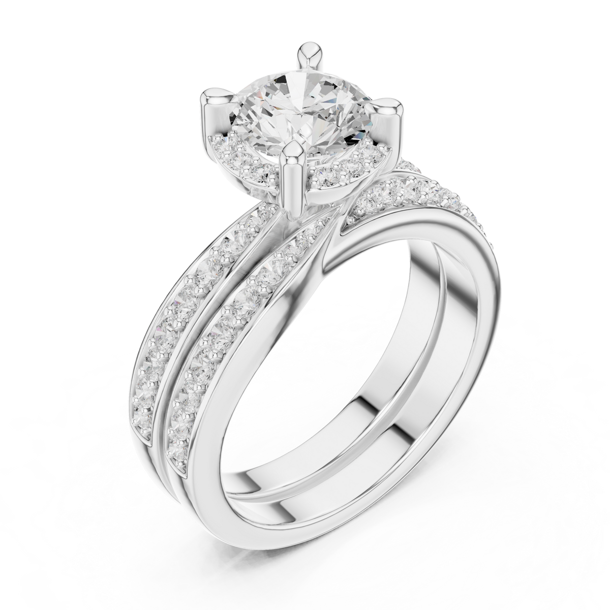 Round Cut Brilliant Moissanite VVS1 Eternity Engagement Ring