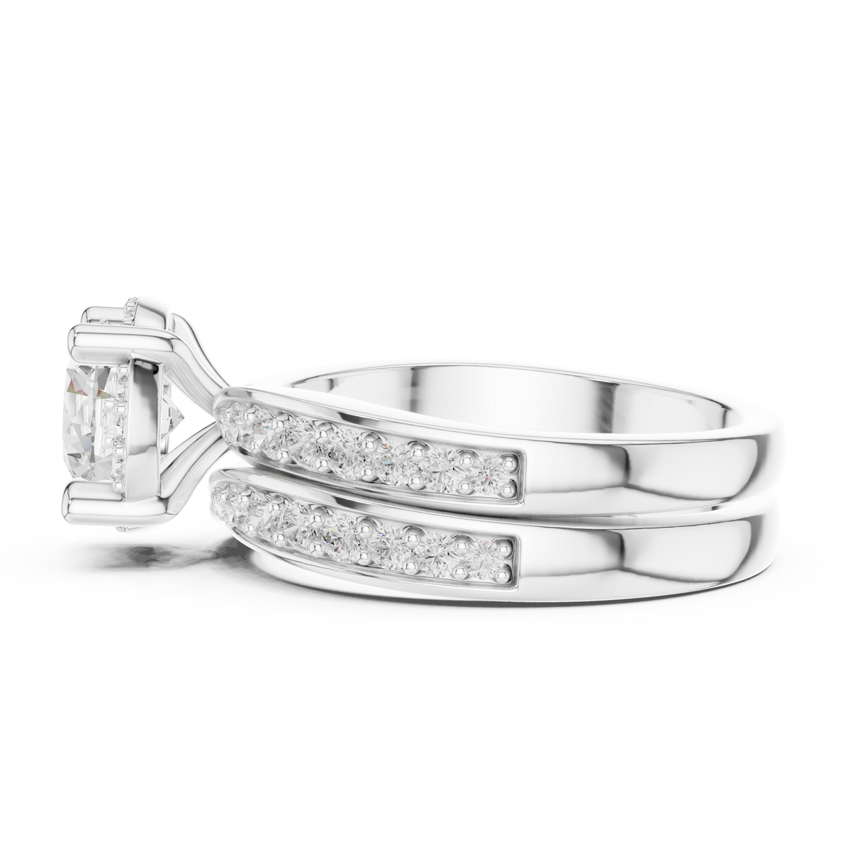 Round Cut Brilliant Moissanite VVS1 Eternity Engagement Ring
