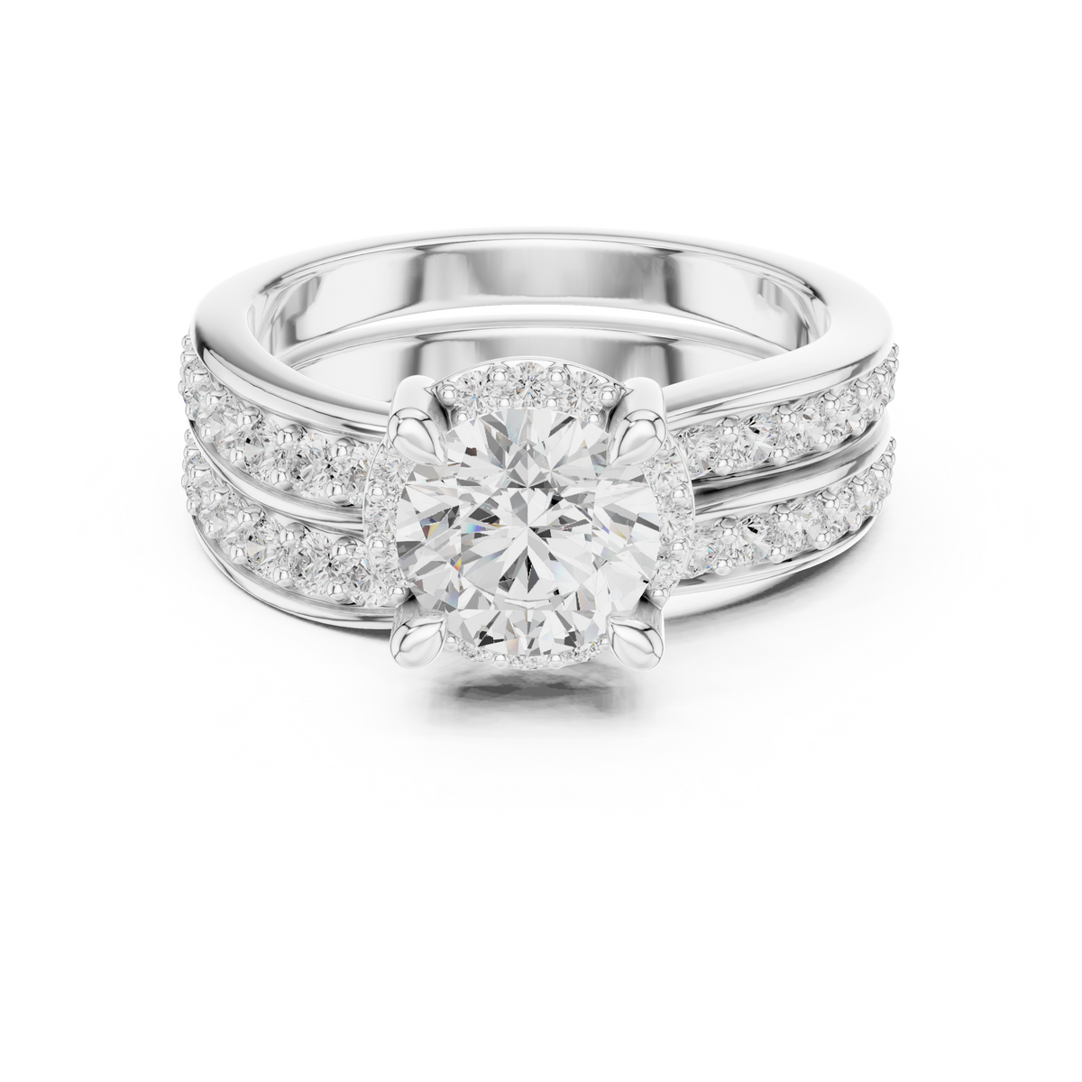 Round Cut Brilliant Moissanite VVS1 Eternity Engagement Ring