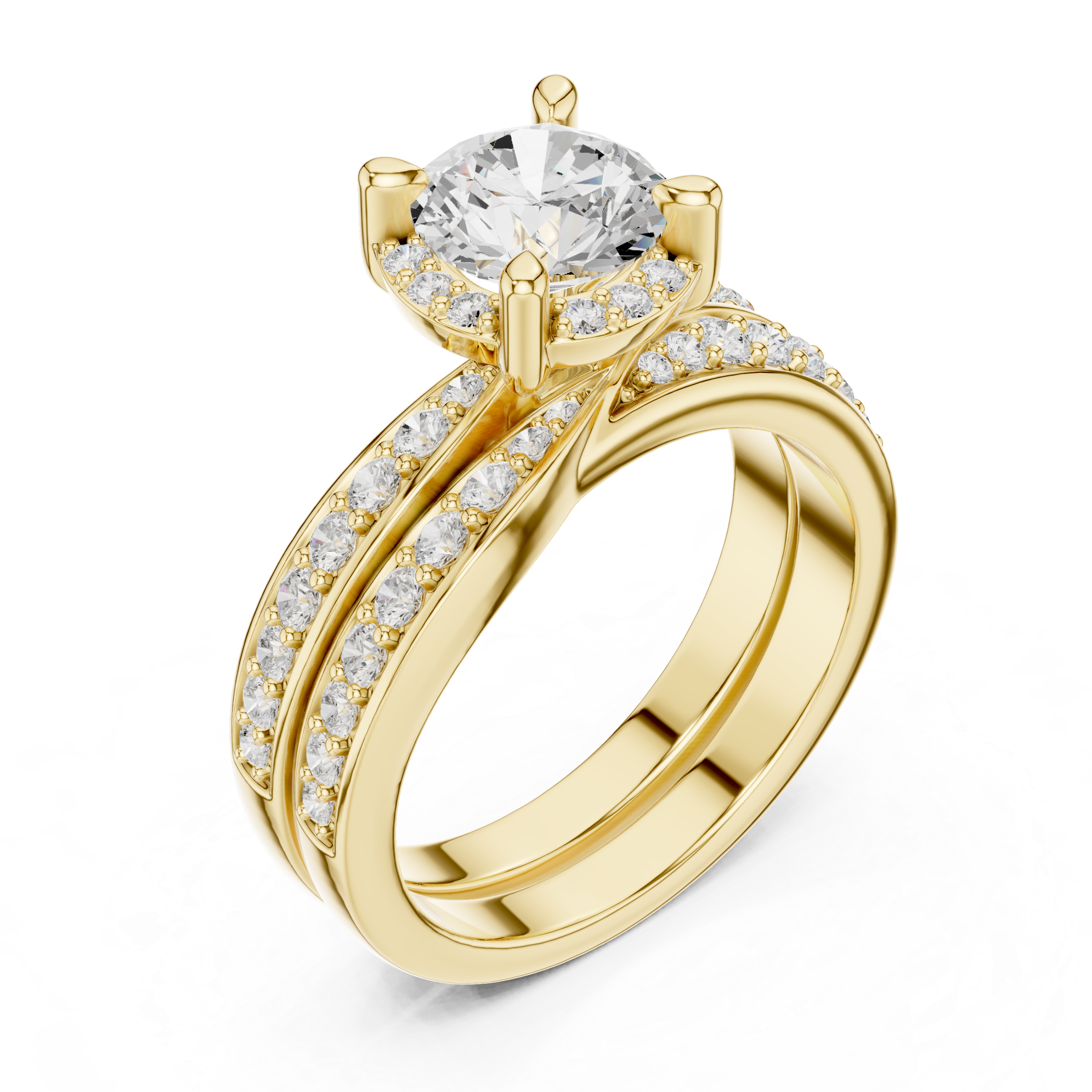 Round Cut Brilliant Moissanite VVS1 Eternity Engagement Ring
