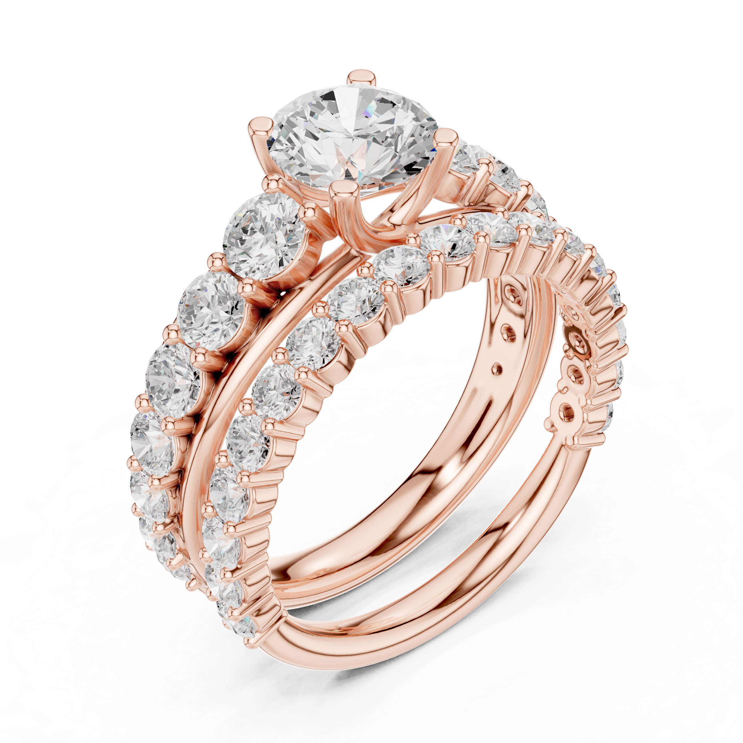 Round Cut Brilliant Moissanite VVS1 Eternity Engagement Ring