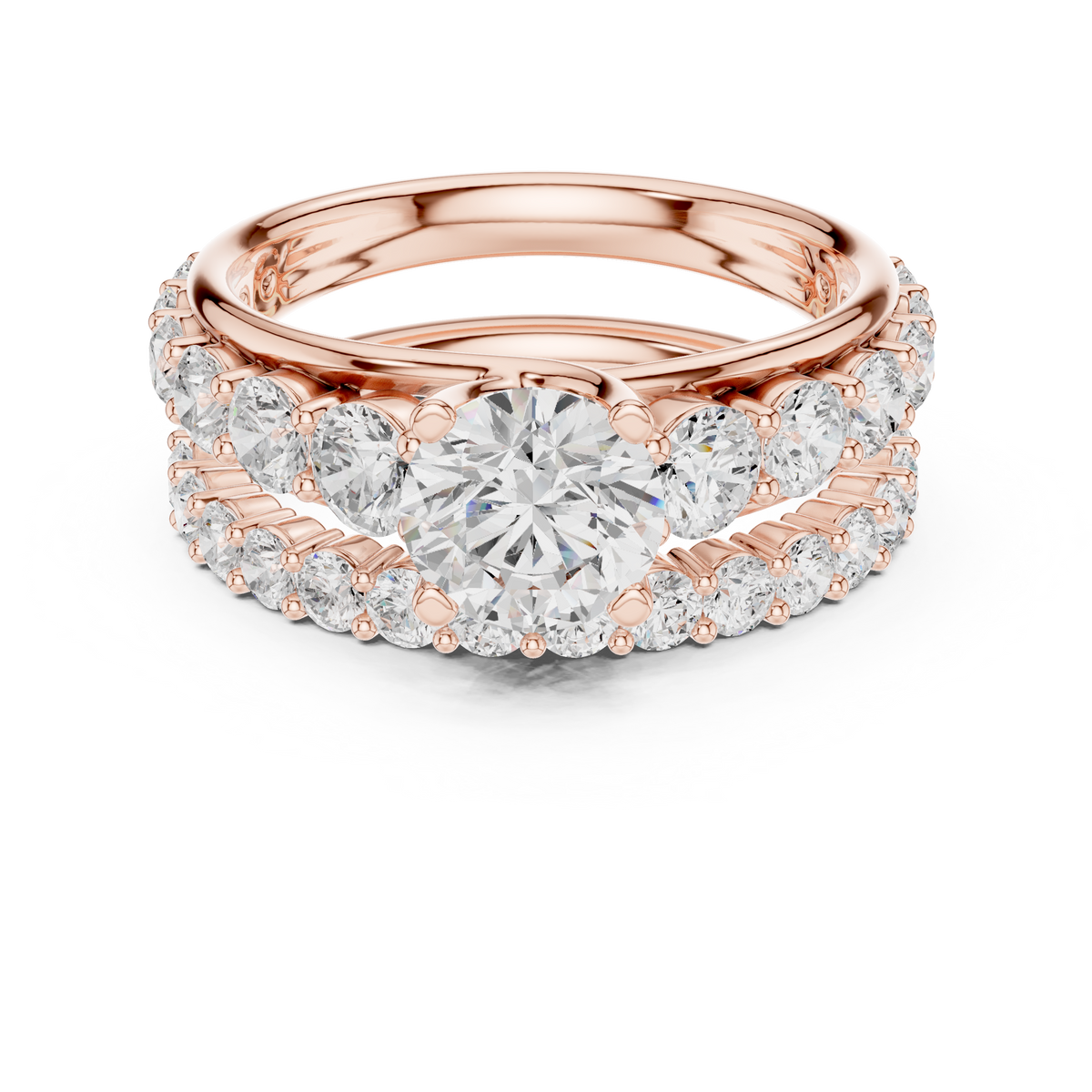 Round Cut Brilliant Moissanite VVS1 Eternity Engagement Ring