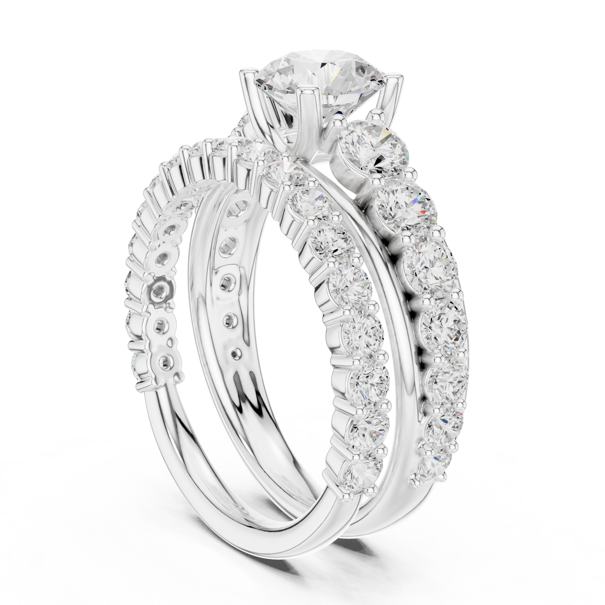 Round Cut Brilliant Moissanite VVS1 Eternity Engagement Ring