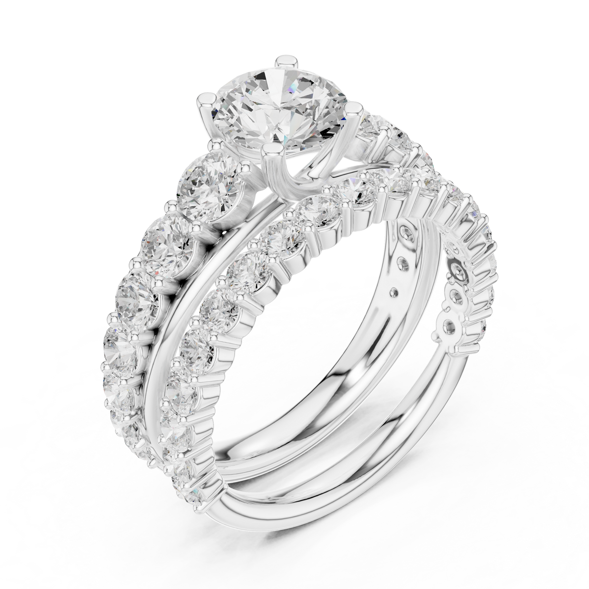 Round Cut Brilliant Moissanite VVS1 Eternity Engagement Ring