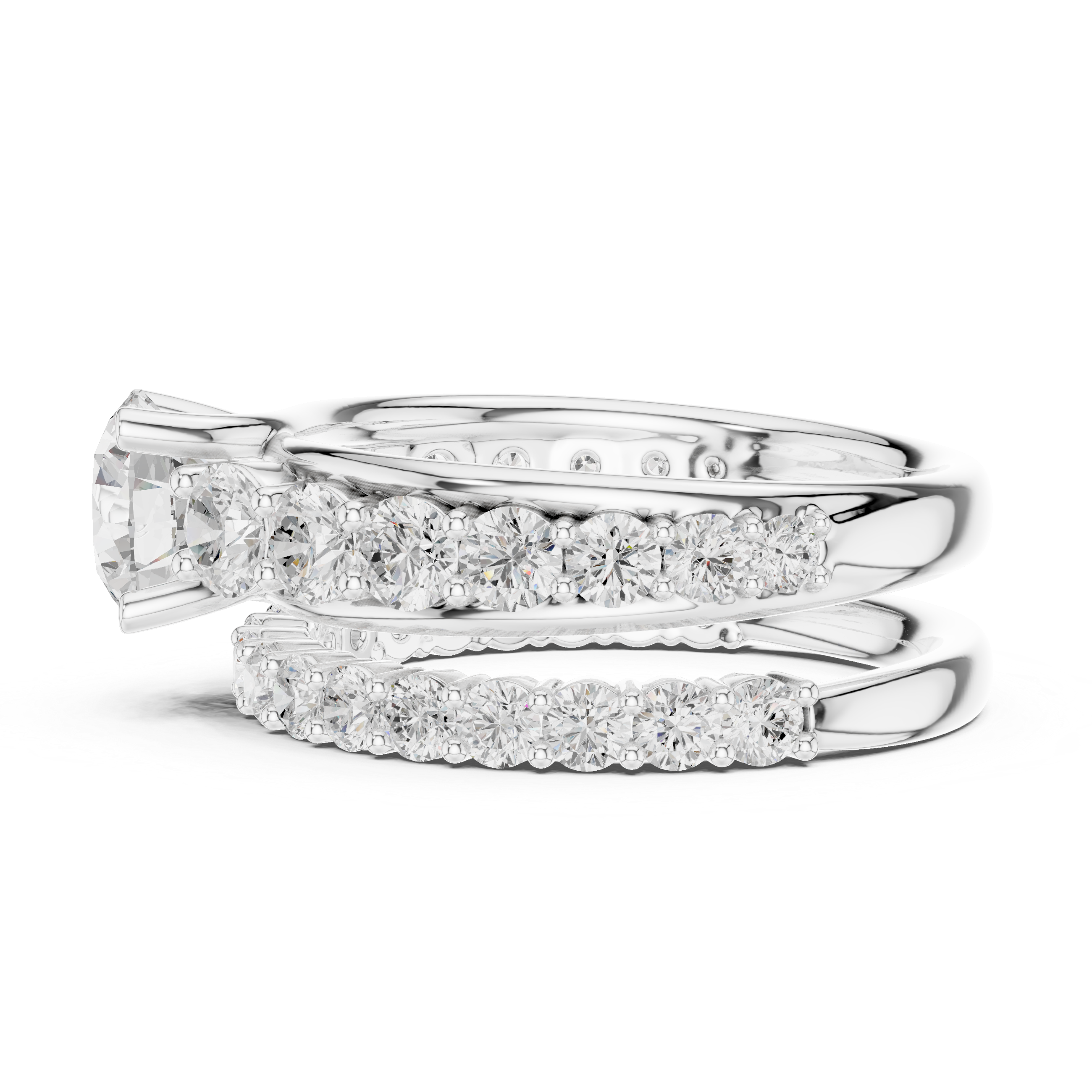 Round Cut Brilliant Moissanite VVS1 Eternity Engagement Ring