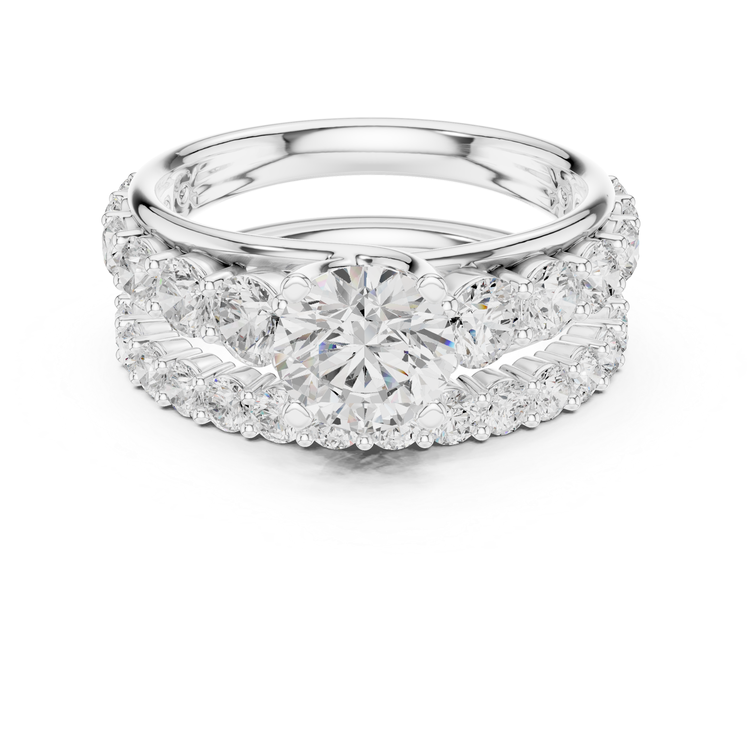 Round Cut Brilliant Moissanite VVS1 Eternity Engagement Ring