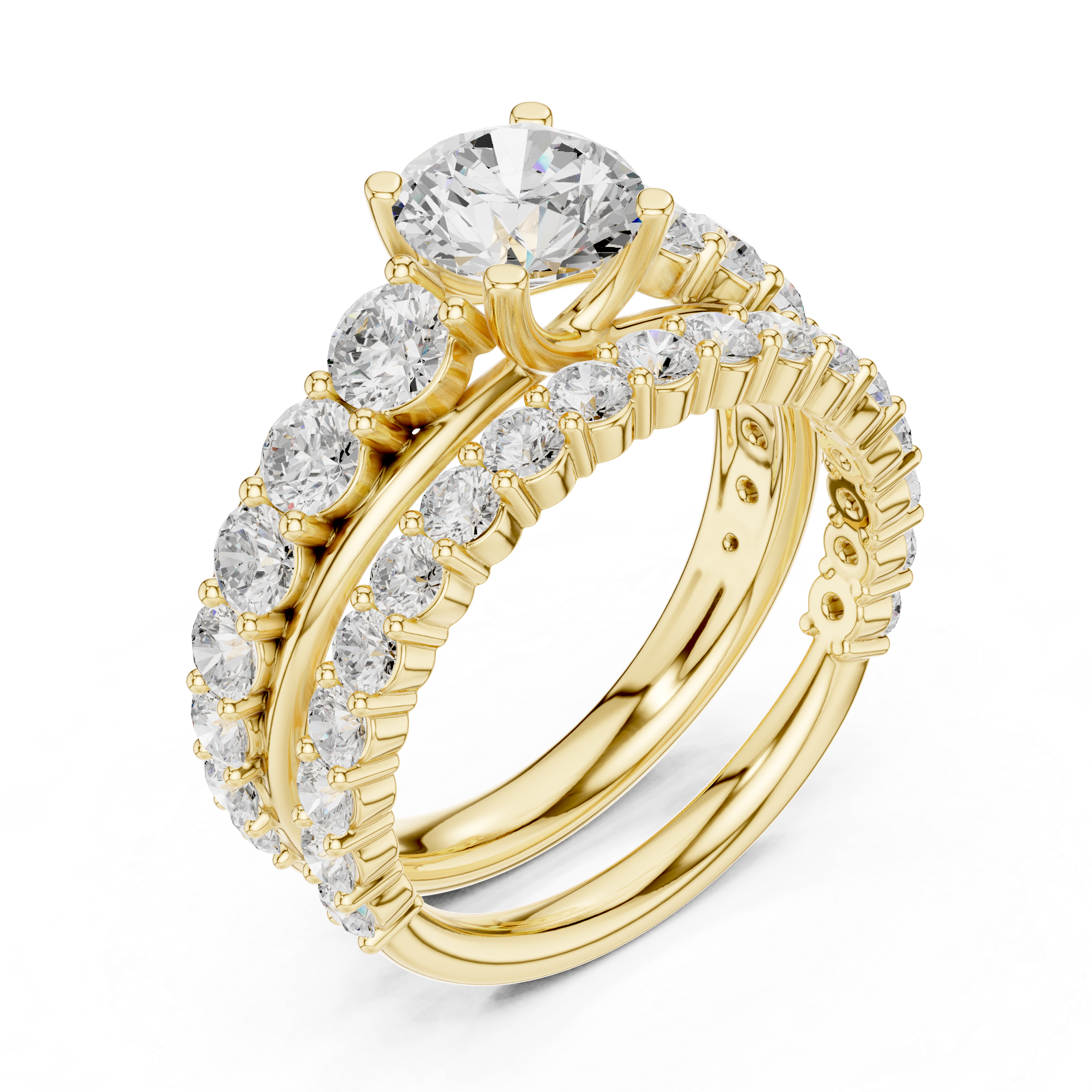 Round Cut Brilliant Moissanite VVS1 Eternity Engagement Ring
