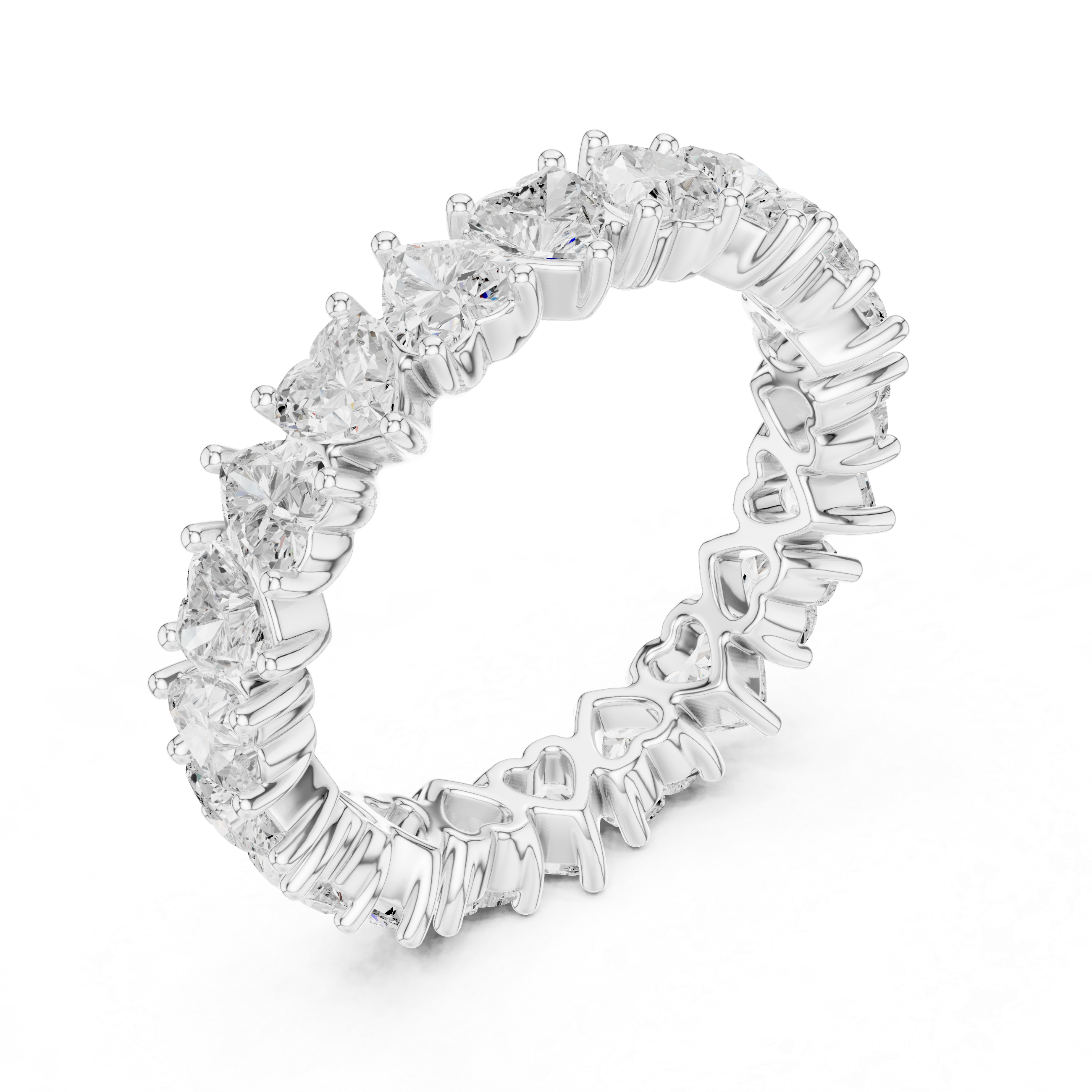 Heart Cut Brilliant Moissanite VVS1 Eternity Band