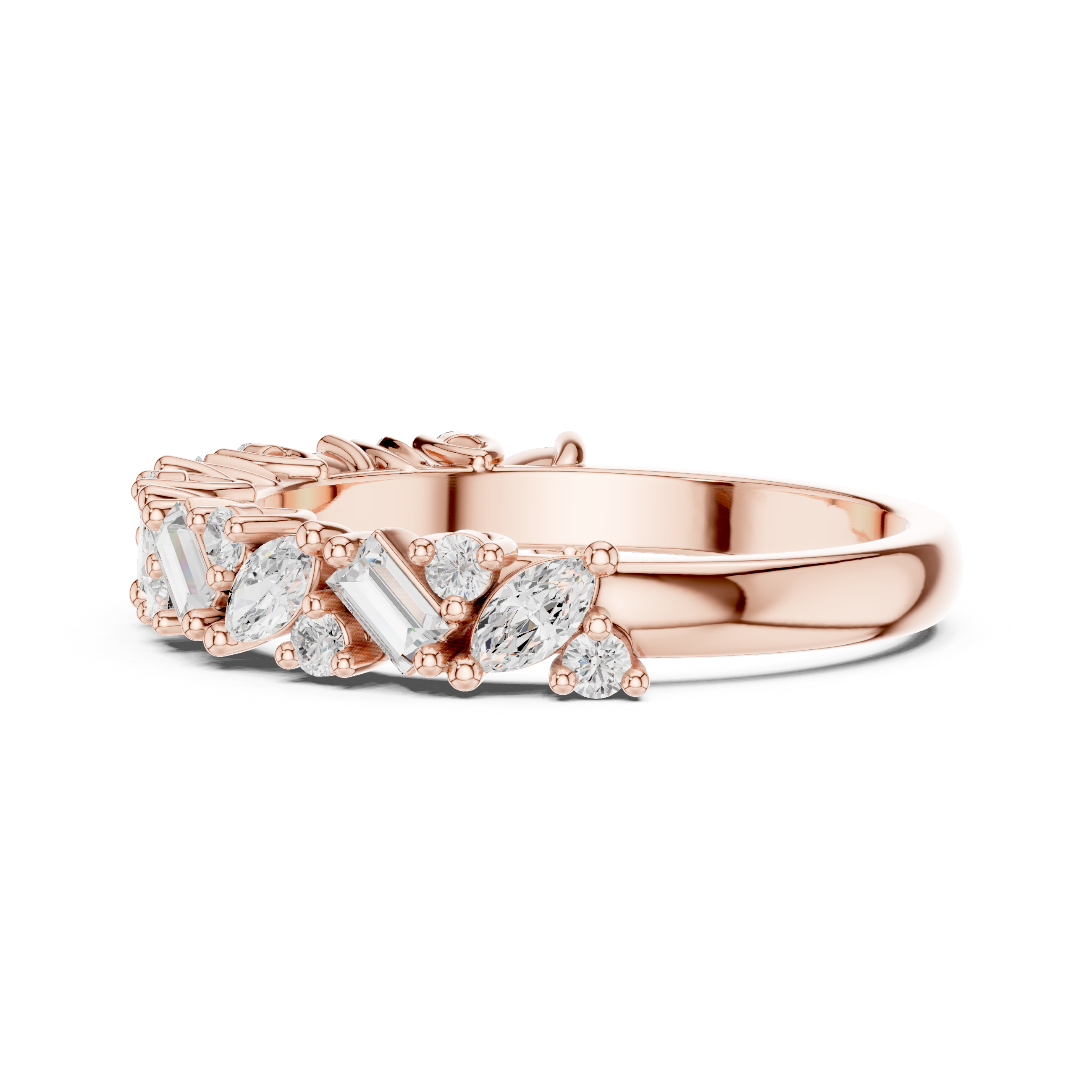 Marquise, Round And Baguette Cut Brilliant Moissanite VVS1 Eternity Band