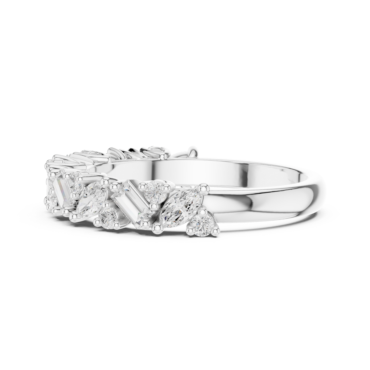 Marquise, Round And Baguette Cut Brilliant Moissanite VVS1 Eternity Band