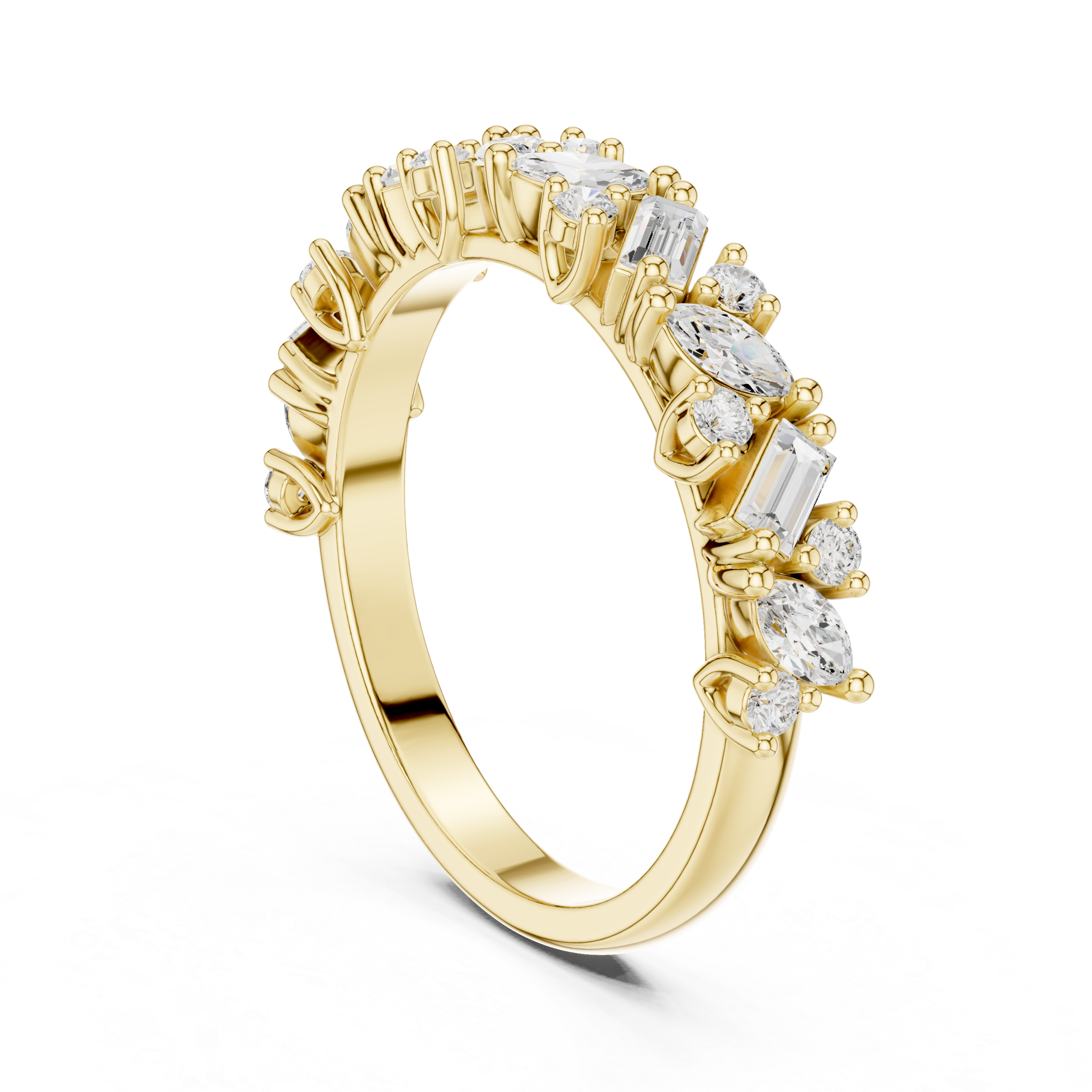 Marquise, Round And Baguette Cut Brilliant Moissanite VVS1 Eternity Band
