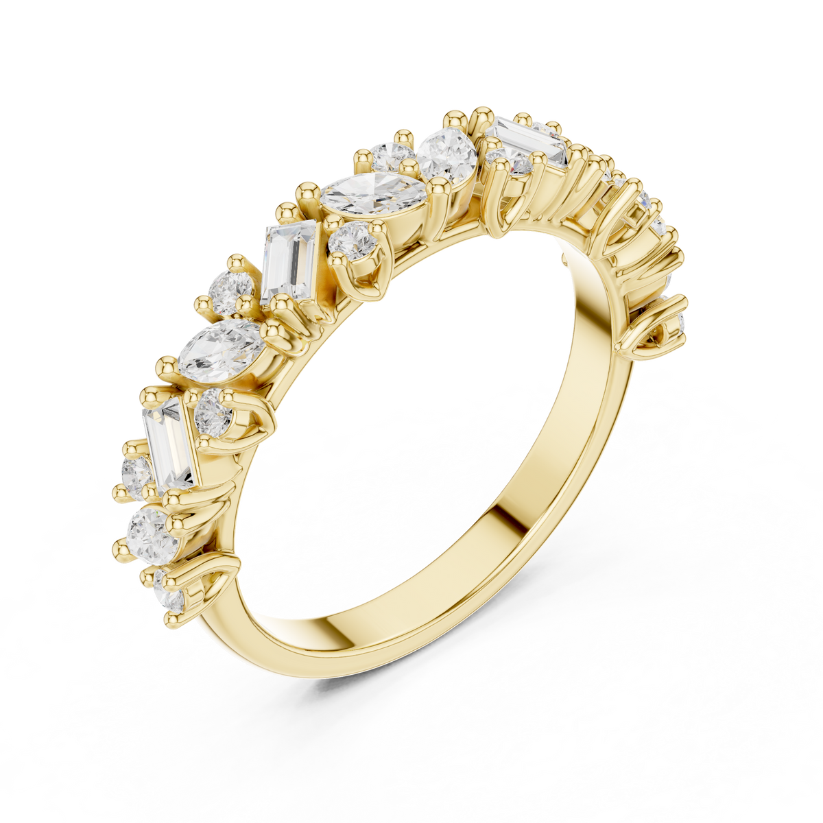 Marquise, Round And Baguette Cut Brilliant Moissanite VVS1 Eternity Band
