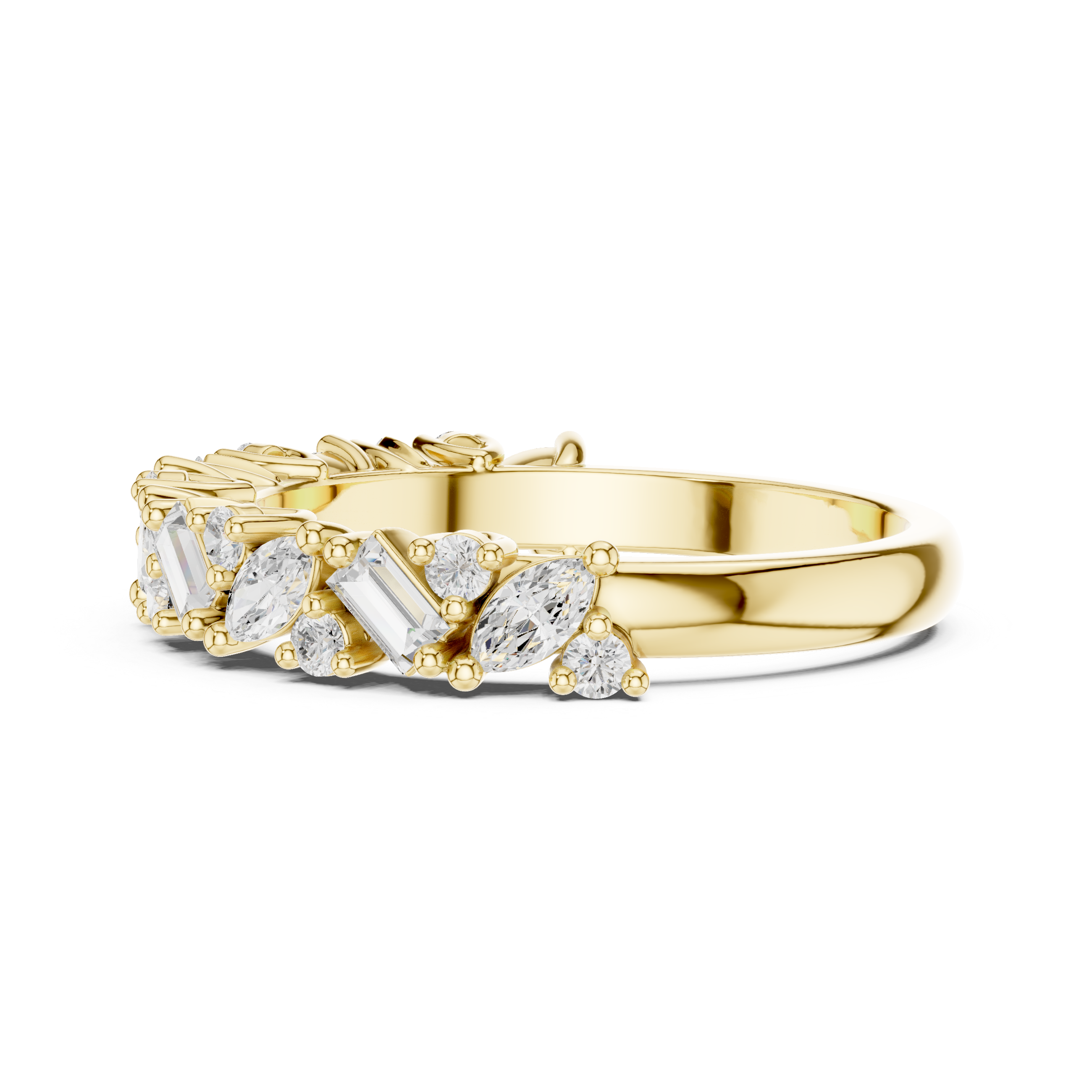 Marquise, Round And Baguette Cut Brilliant Moissanite VVS1 Eternity Band