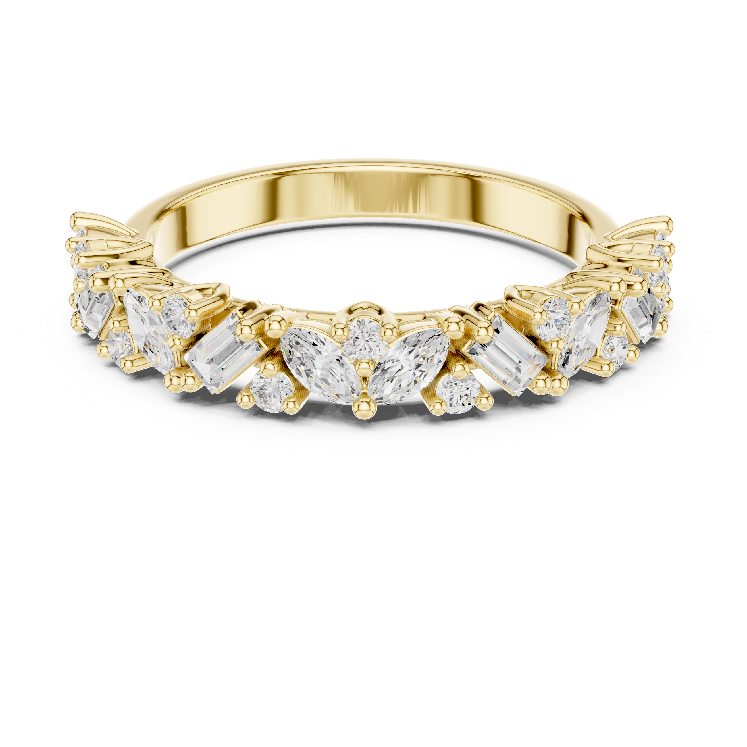 Marquise, Round And Baguette Cut Brilliant Moissanite VVS1 Eternity Band