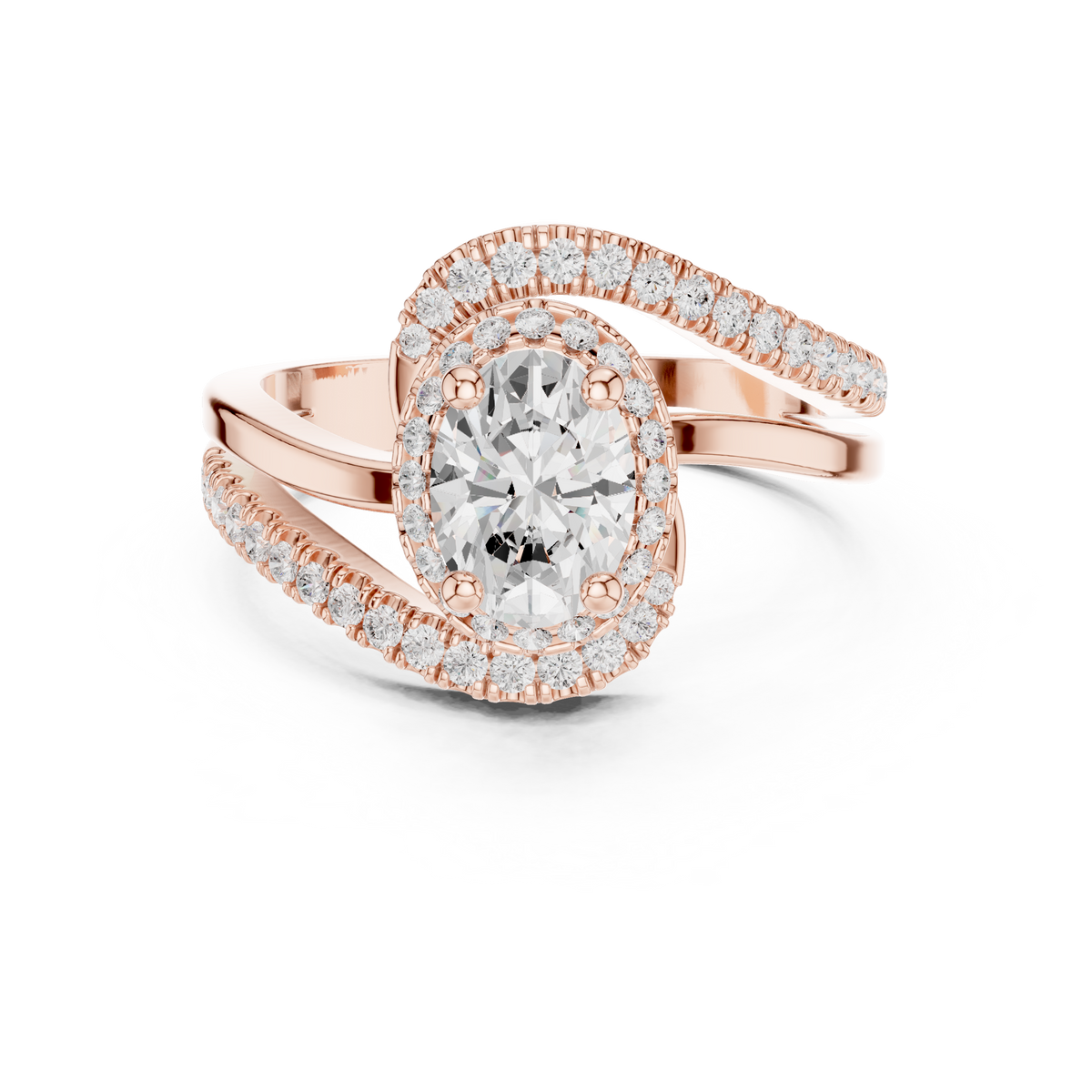 Oval And Round Brilliant Moissanite VVS1 Eternity Engagement Ring