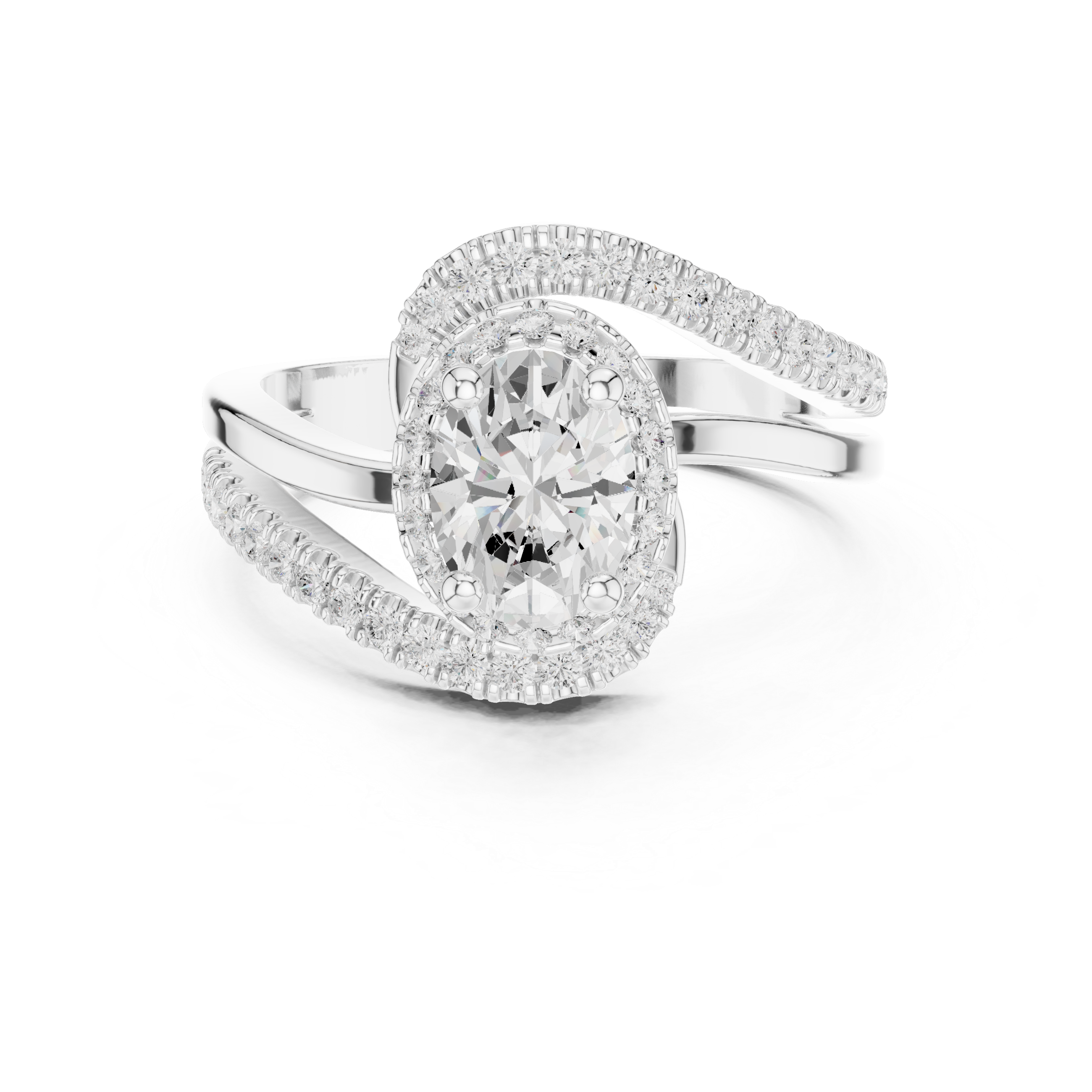 Oval And Round Brilliant Moissanite VVS1 Eternity Engagement Ring
