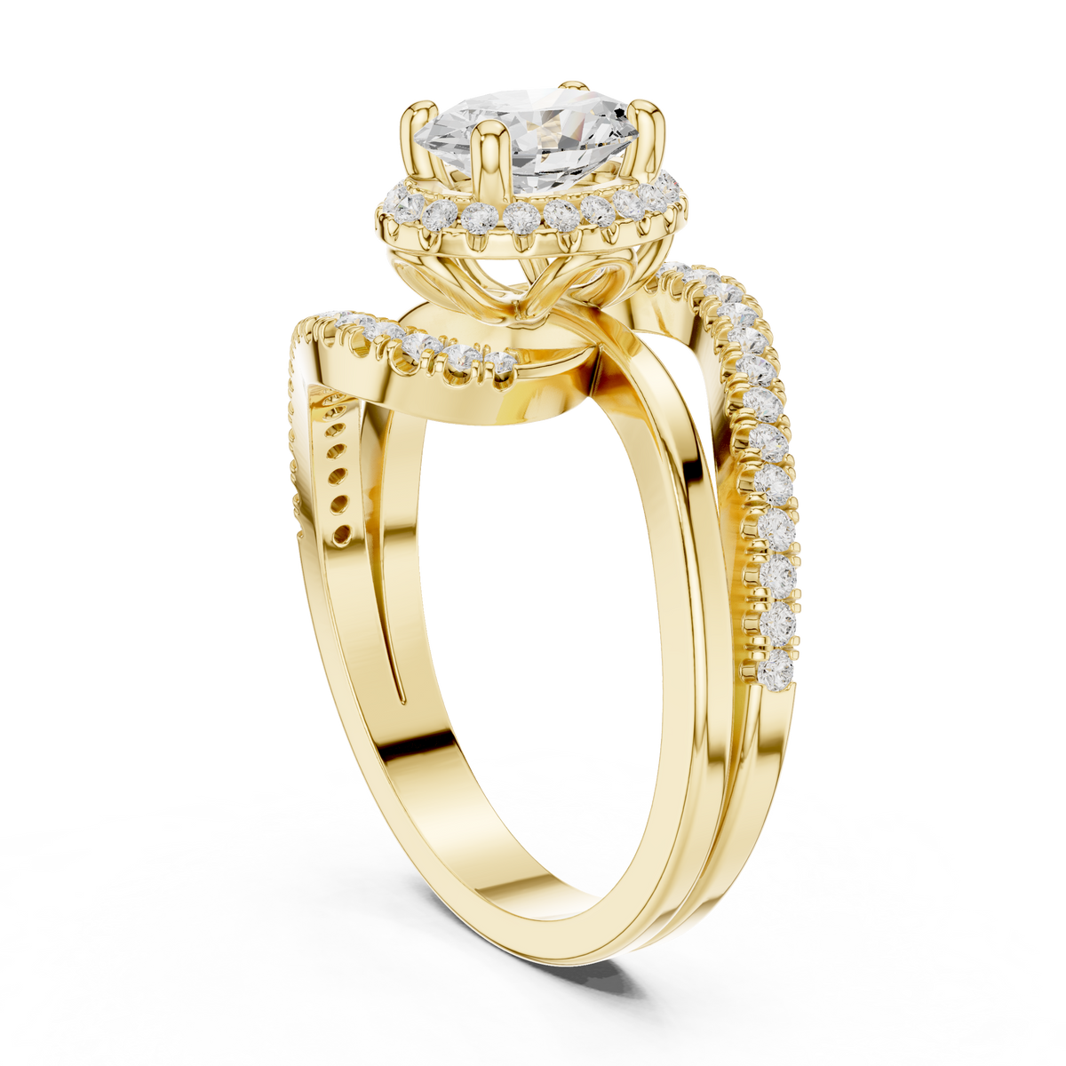 Oval And Round Brilliant Moissanite VVS1 Eternity Engagement Ring