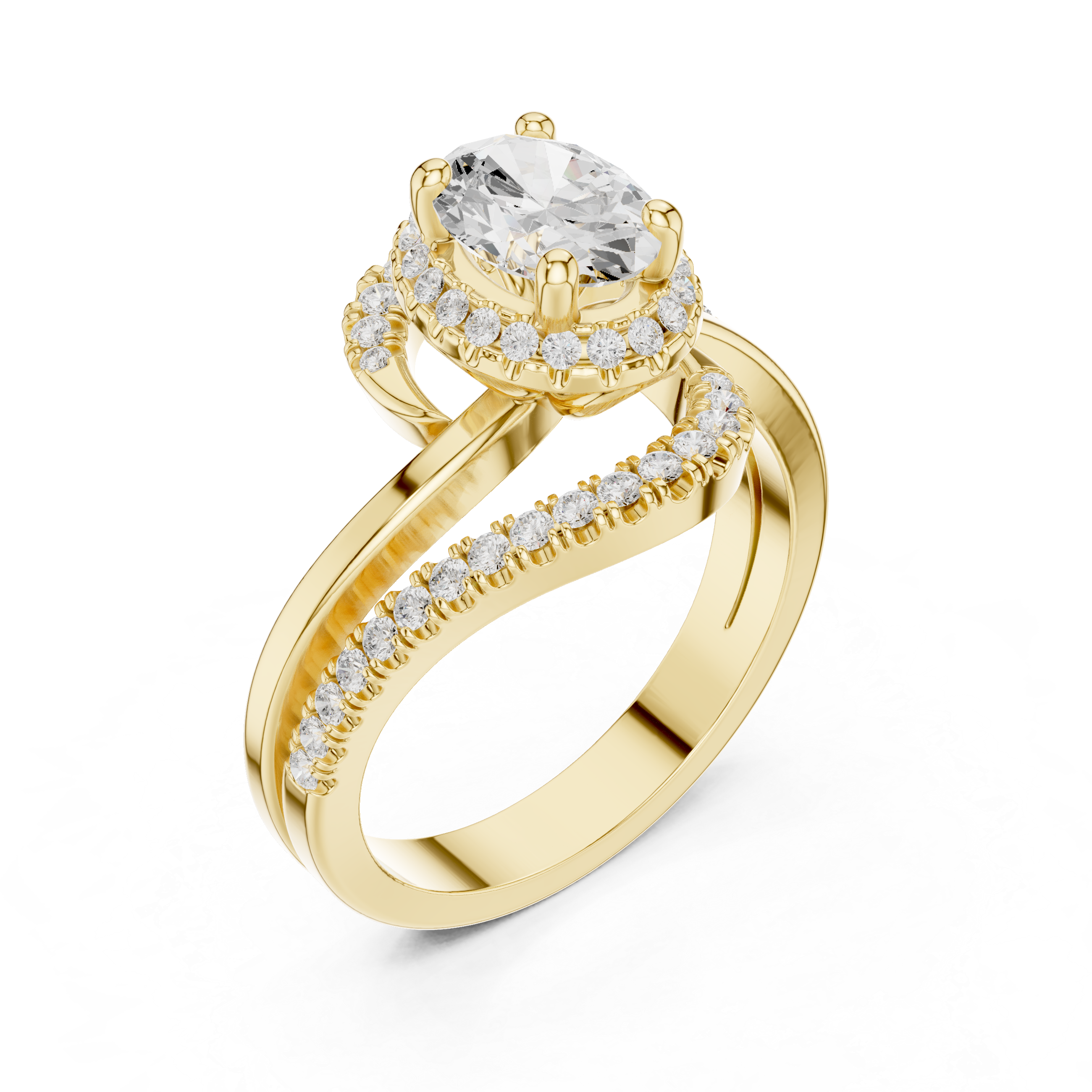 Oval And Round Brilliant Moissanite VVS1 Eternity Engagement Ring