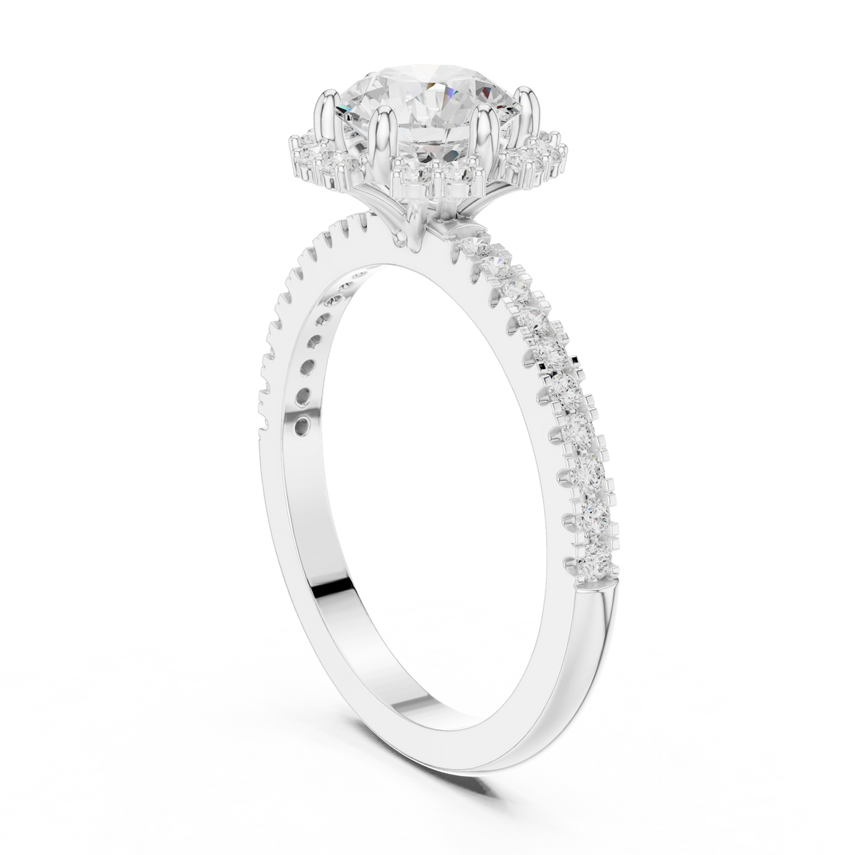Round Cut Brilliant Moissanite VVS1 Eternity Engagement Ring