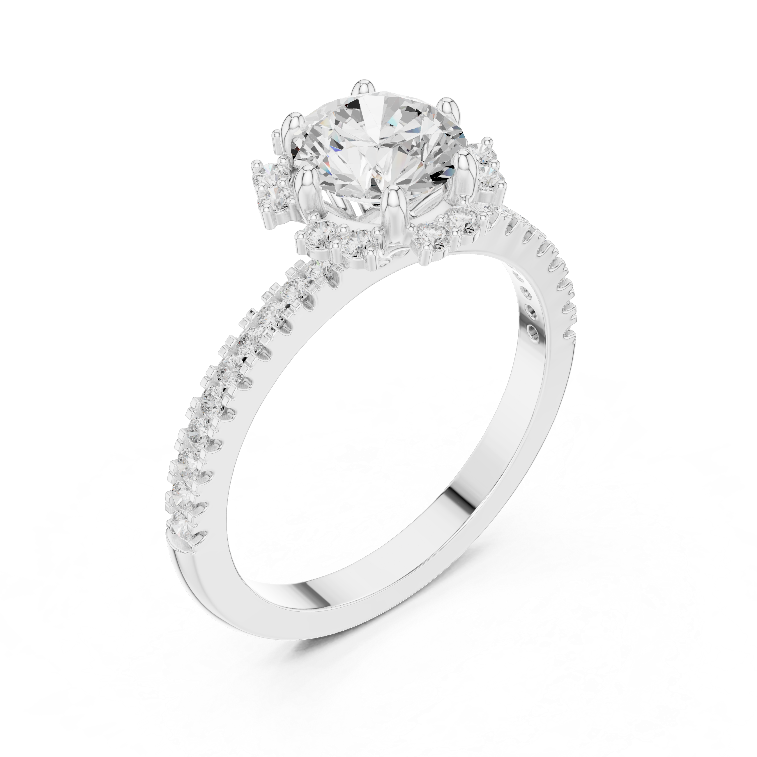 Round Cut Brilliant Moissanite VVS1 Eternity Engagement Ring