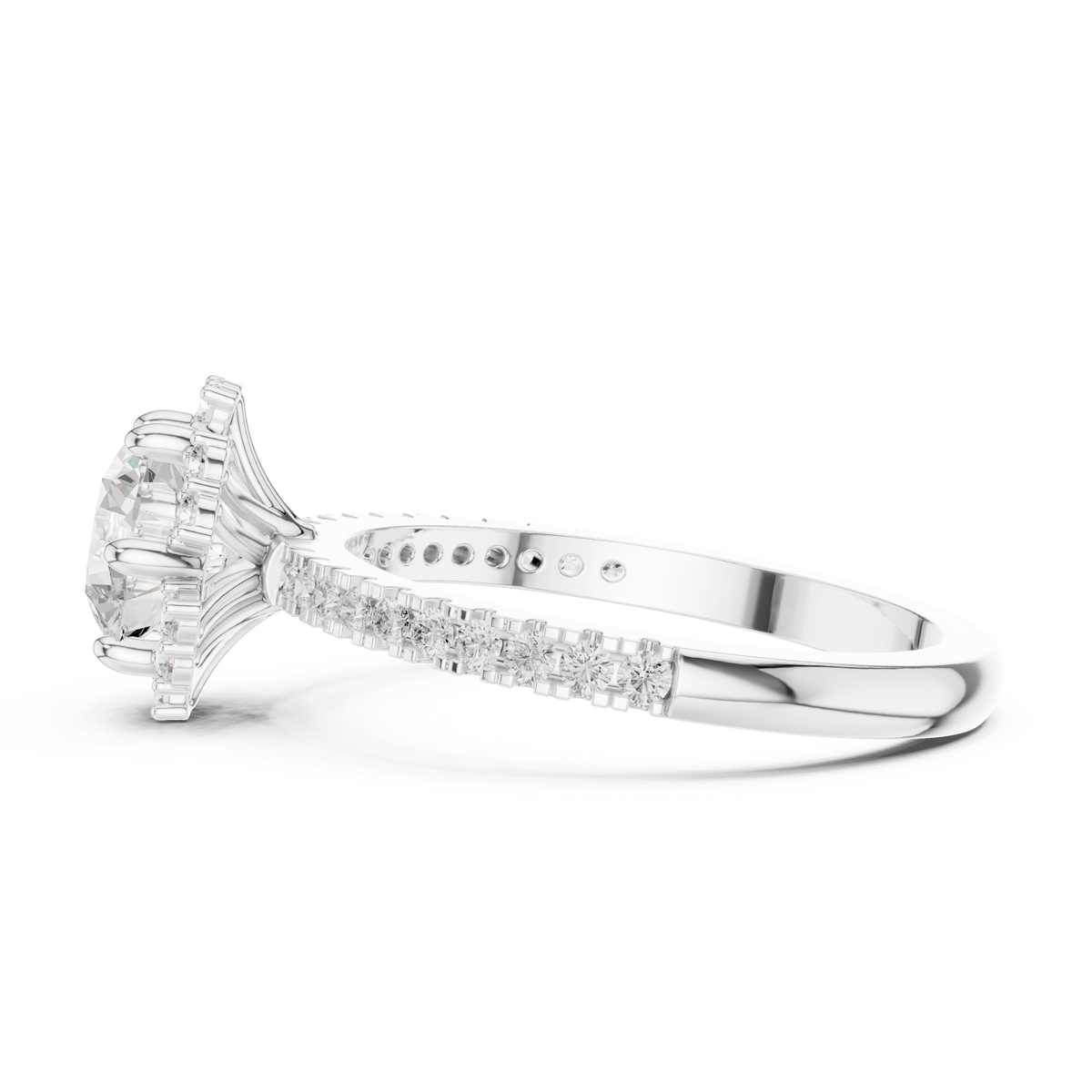 Round Cut Brilliant Moissanite VVS1 Eternity Engagement Ring