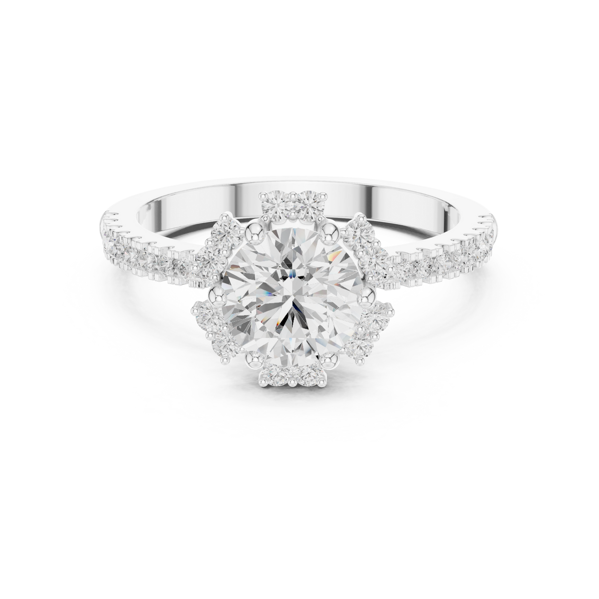 Round Cut Brilliant Moissanite VVS1 Eternity Engagement Ring