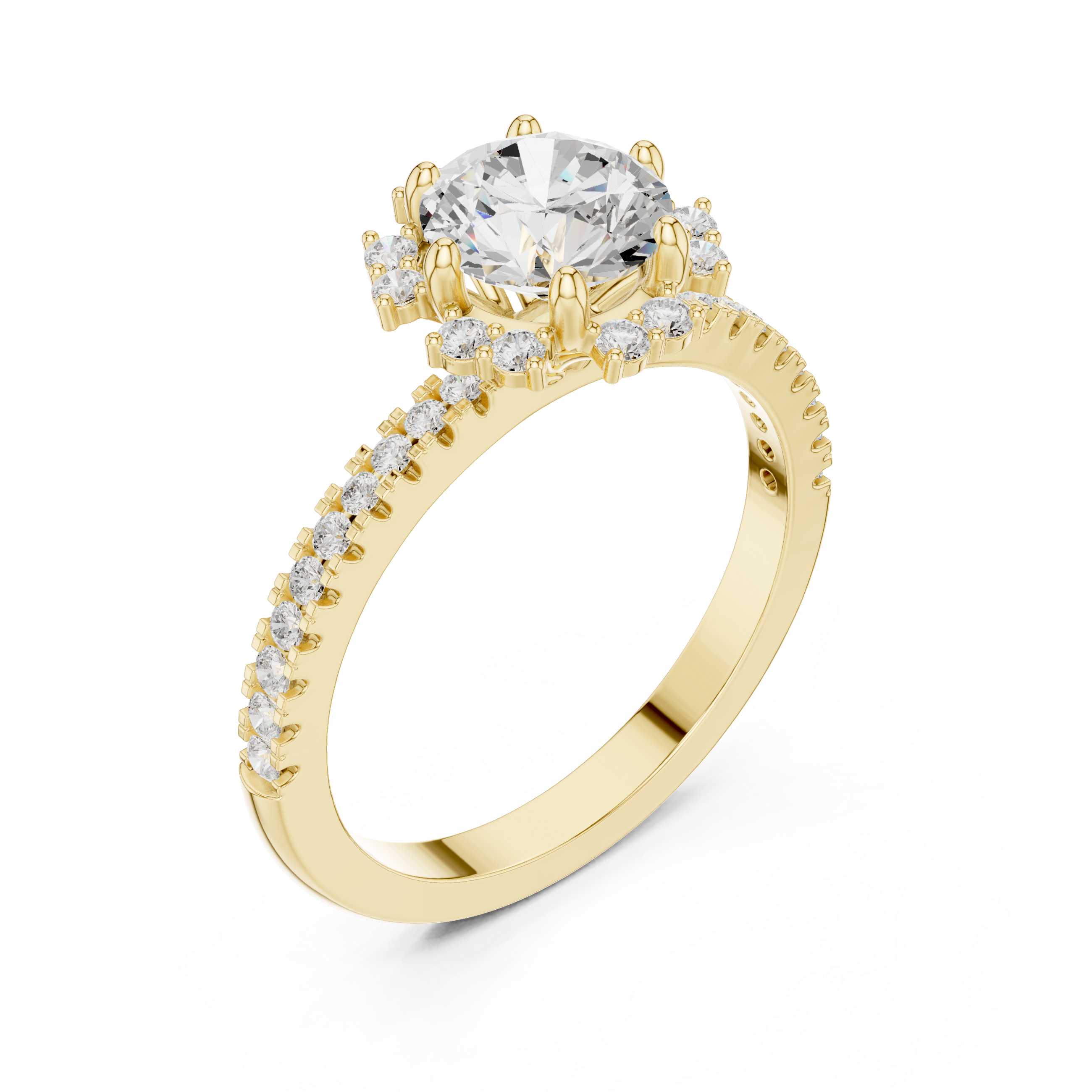 Round Cut Brilliant Moissanite VVS1 Eternity Engagement Ring