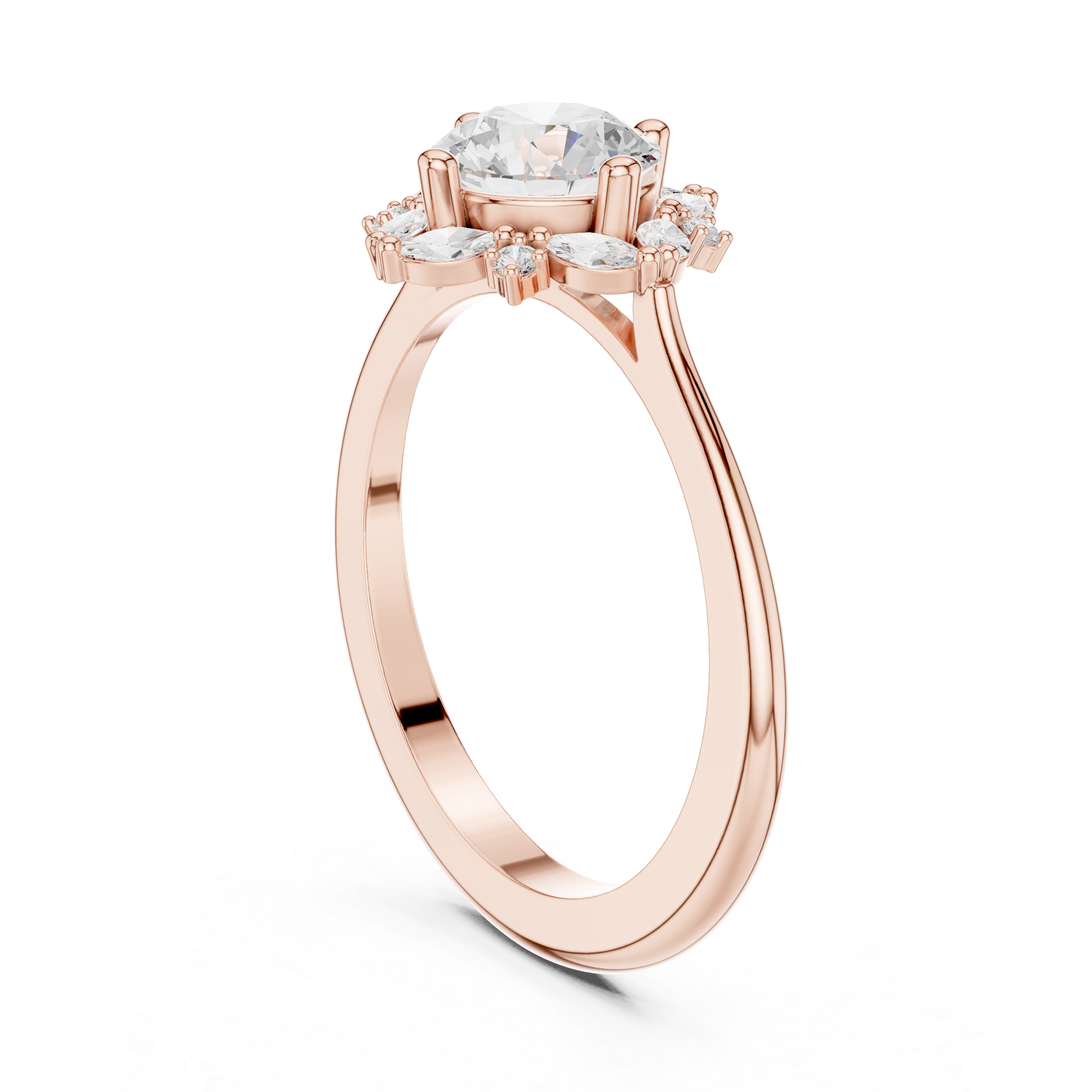 Round And Marquise Cut Brilliant Moissanite VVS1 Eternity Engagement Ring