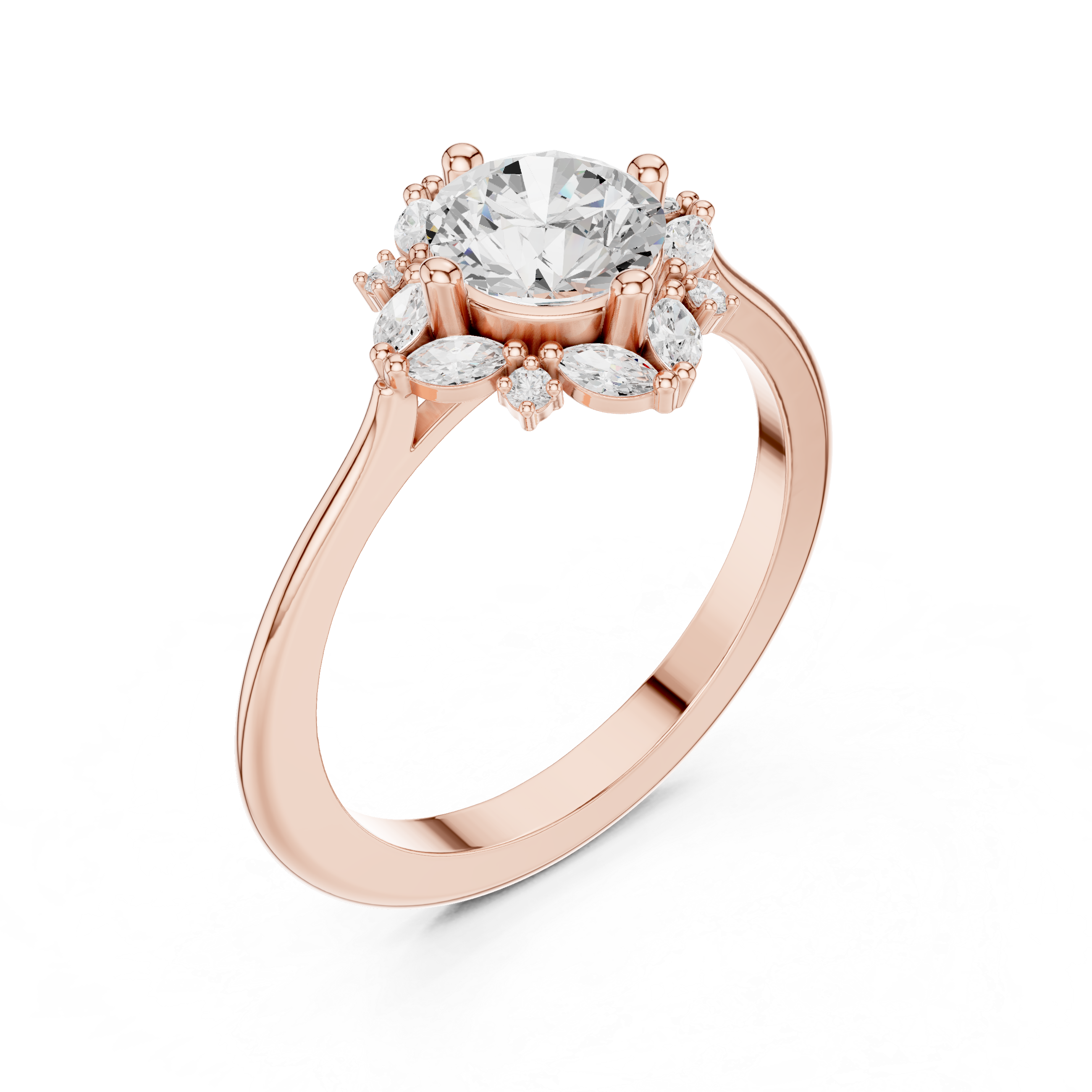 Round And Marquise Cut Brilliant Moissanite VVS1 Eternity Engagement Ring