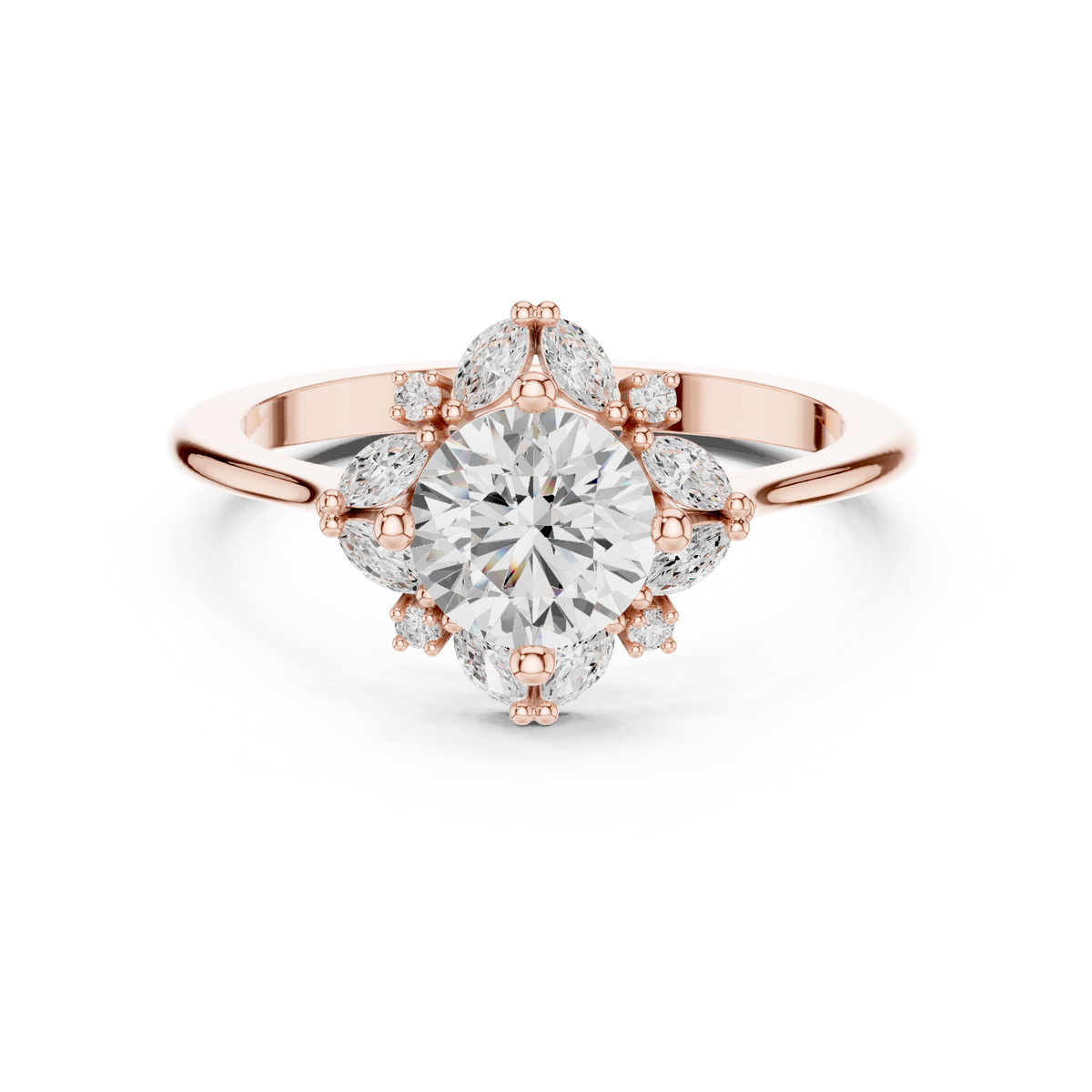 Round And Marquise Cut Brilliant Moissanite VVS1 Eternity Engagement Ring