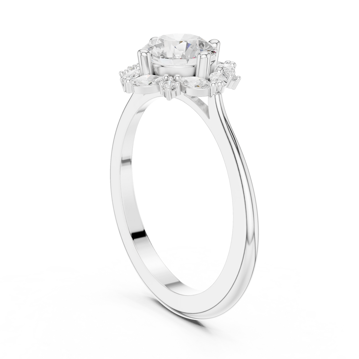 Round And Marquise Cut Brilliant Moissanite VVS1 Eternity Engagement Ring