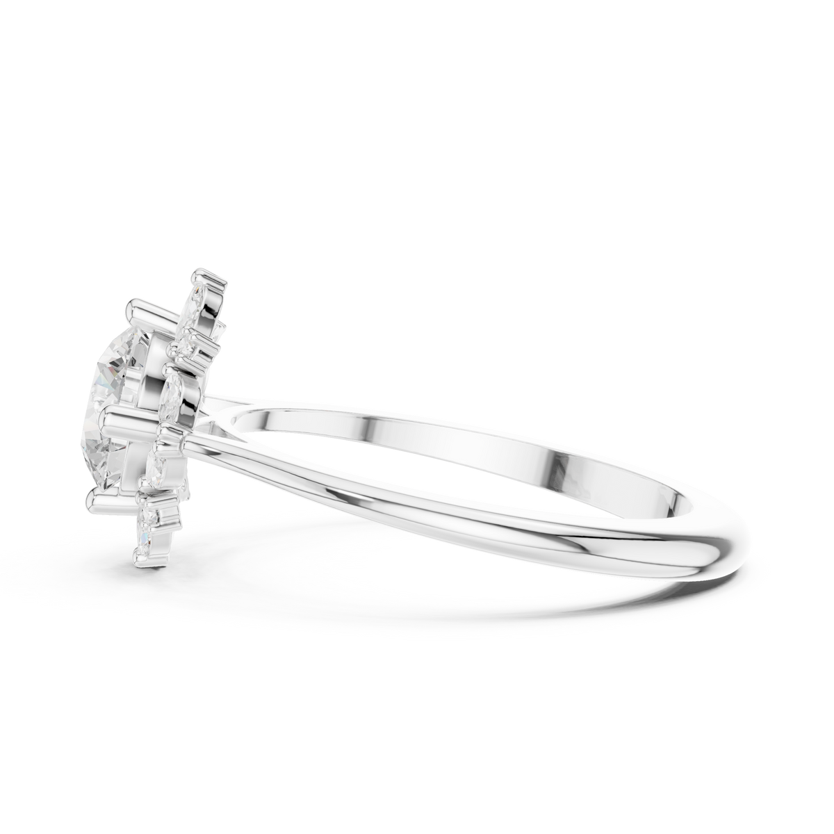 Round And Marquise Cut Brilliant Moissanite VVS1 Eternity Engagement Ring