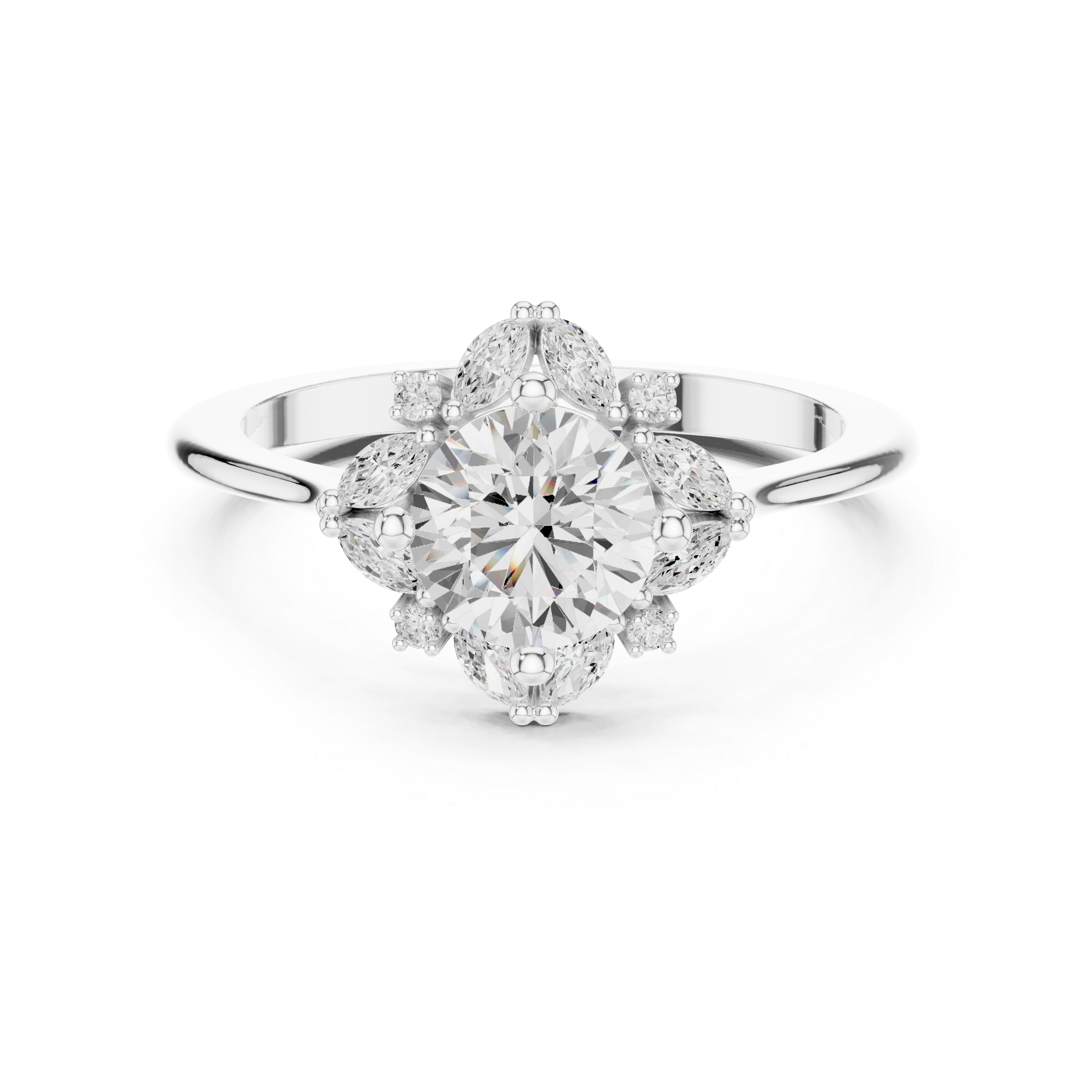 Round And Marquise Cut Brilliant Moissanite VVS1 Eternity Engagement Ring