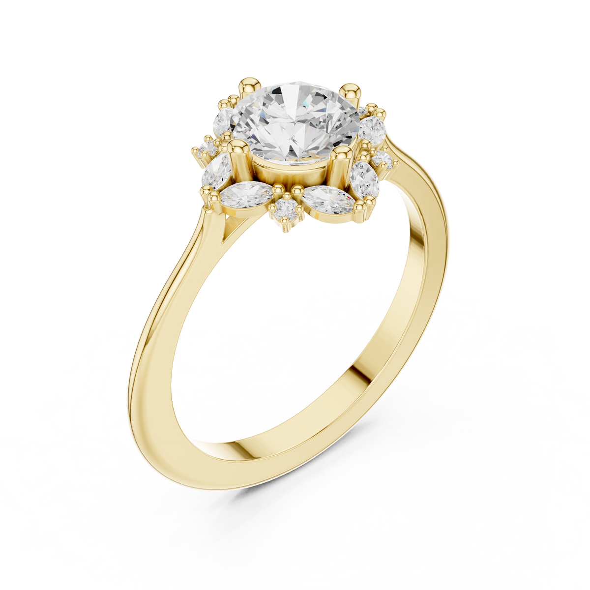 Round And Marquise Cut Brilliant Moissanite VVS1 Eternity Engagement Ring