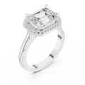 Emerald And Round Cut Brilliant Moissanite VVS1 Eternity Engagement Ring