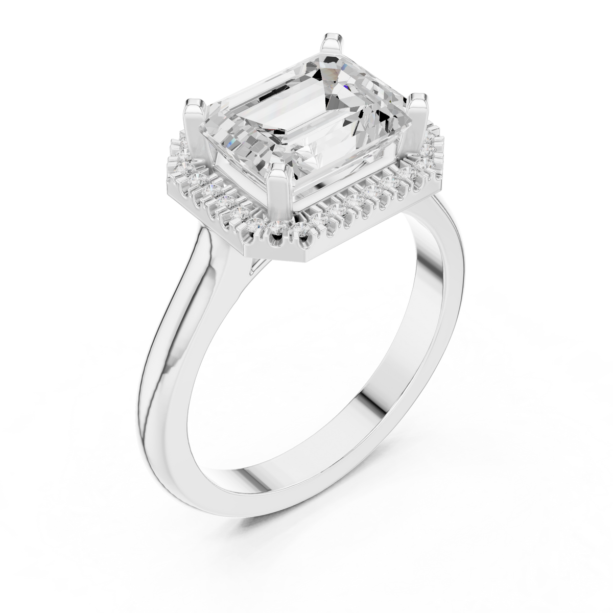 Emerald And Round Cut Brilliant Moissanite VVS1 Eternity Engagement Ring