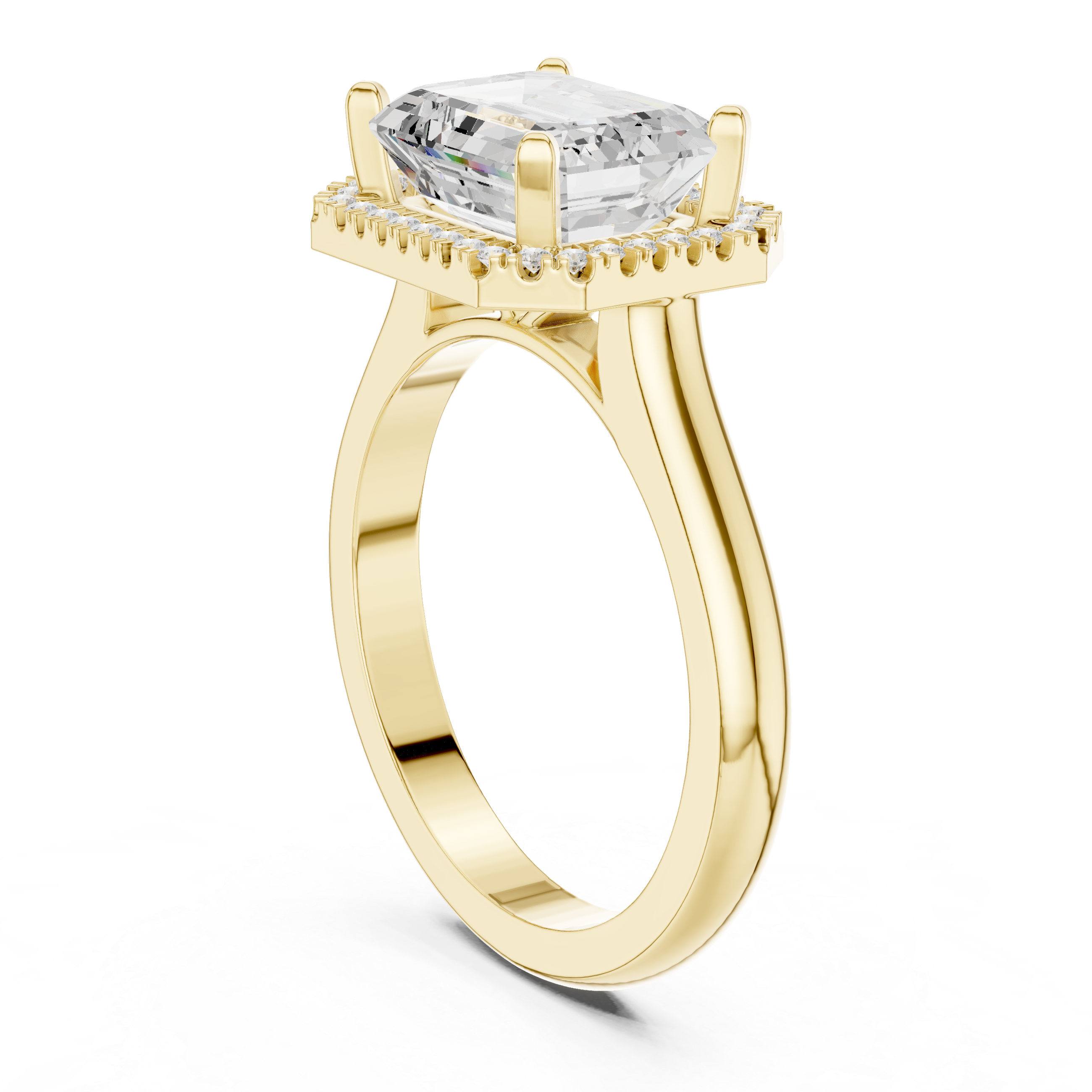 Emerald And Round Cut Brilliant Moissanite VVS1 Eternity Engagement Ring