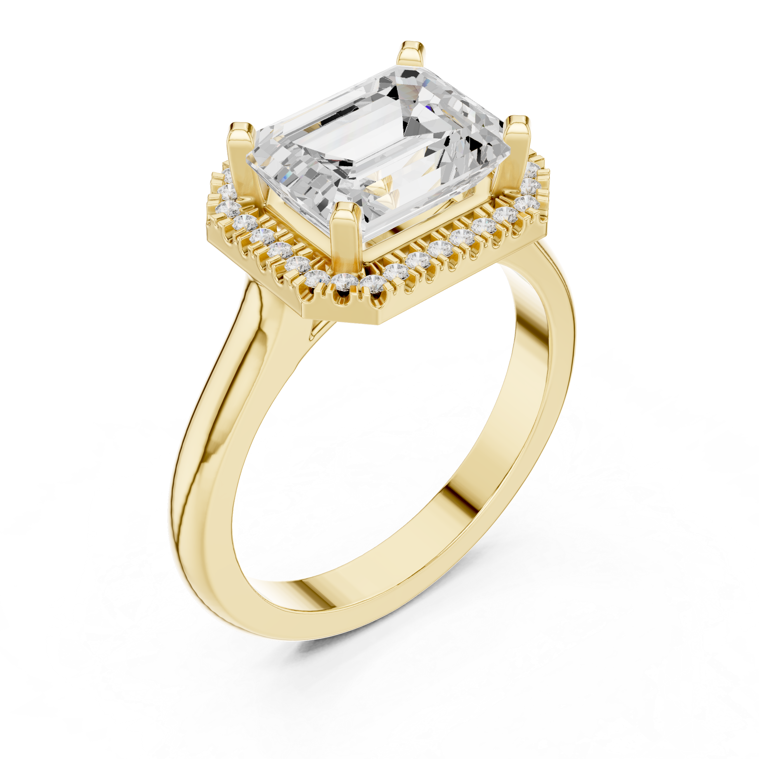 Emerald And Round Cut Brilliant Moissanite VVS1 Eternity Engagement Ring